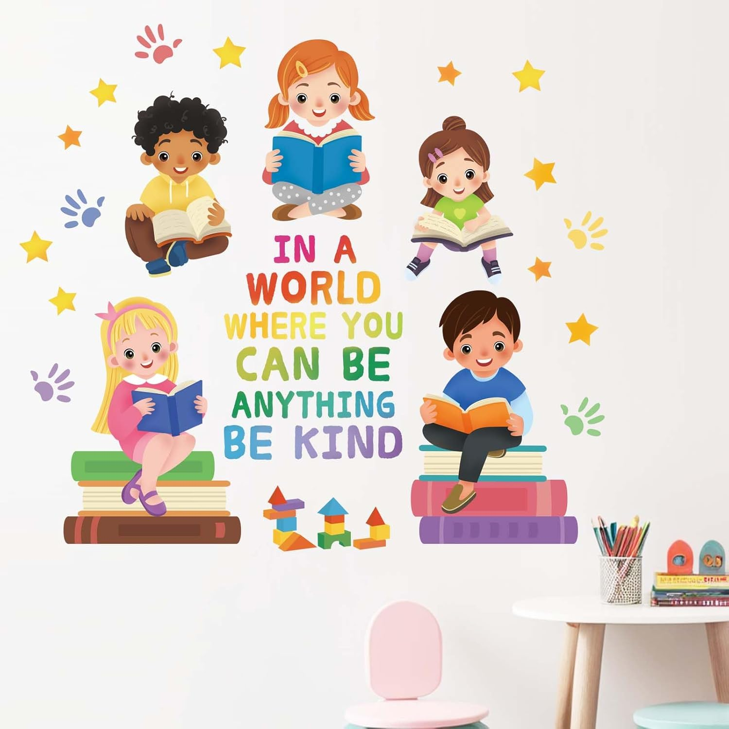 Kids Equality Classroom Wall Stickers - Inspirational Positive Quotes Book Wall Decals - Baby Kids Room Daycare Playroom School Library Reading Wall Decor image number 5