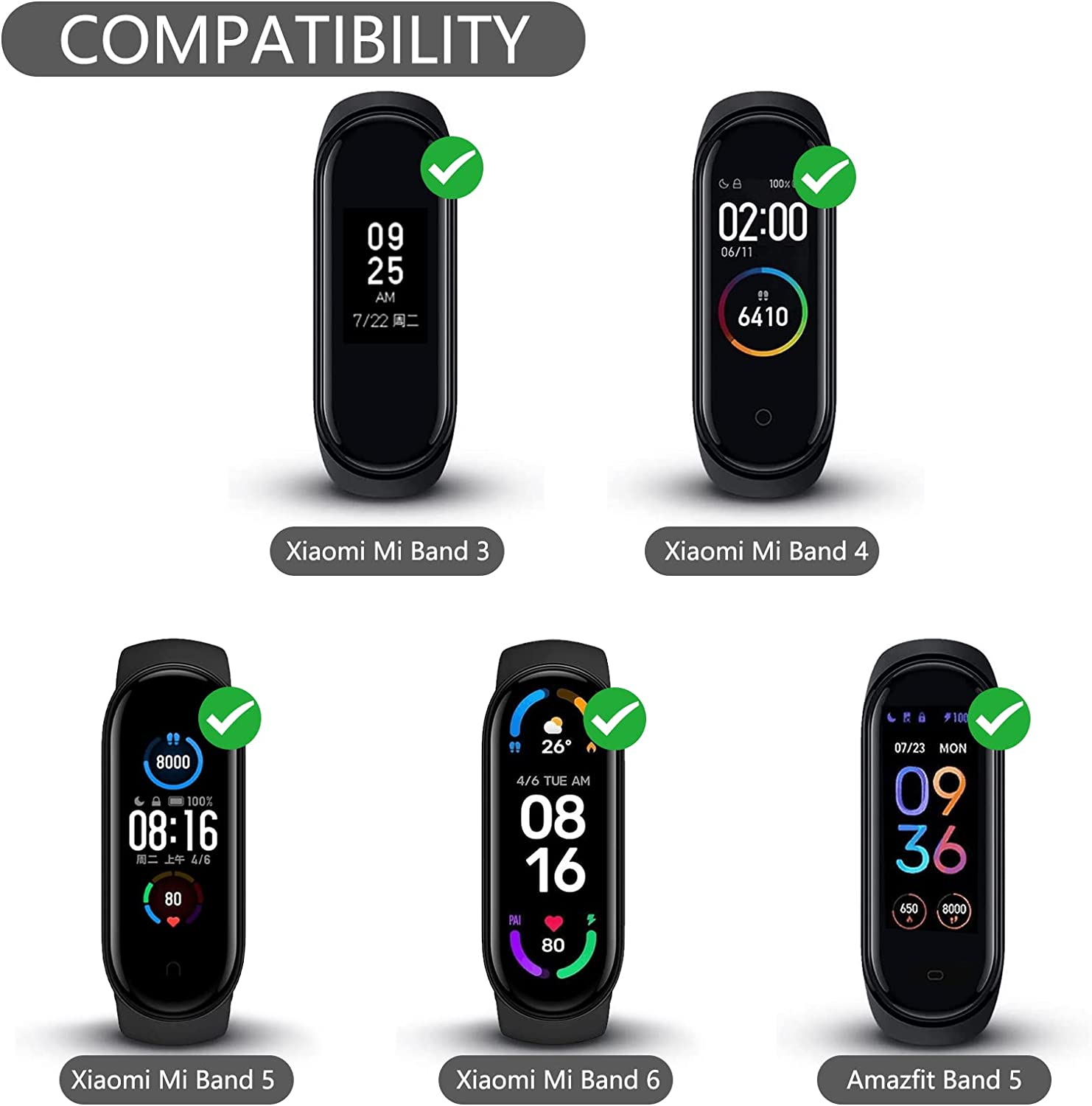 Adjustable Elastic Bands for Xiaomi Mi Band 6 & Xiaomi Mi Band 5 & Xiaomi Mi Band 4 & Xiaomi Mi Band 3, Soft Stretchy Loop Sport Strap Nylon Replacement Wristbands Watchband Bracelet for Women Men image number 2