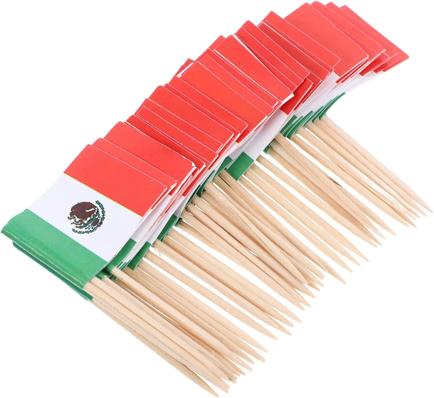 100Pcs Fruit Plate Decoration Wine Stick Mexico Flag Picks Decorative Fruit Toothpicks for Cupcake Dessert Party