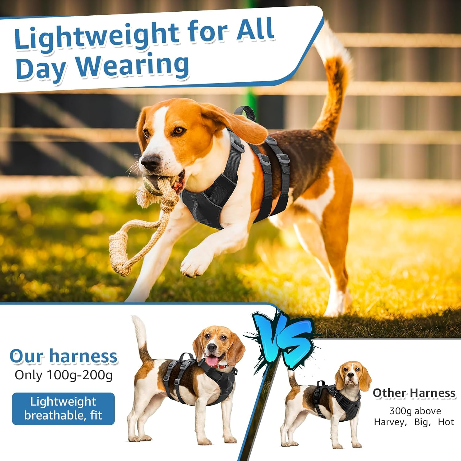 Slowton No Pull Dog Harness - Lightweight Escape Proof Dog Harness with Padded Lift Handle, Adjustable Full Body Reflective Dog Vest Harness for Small Medium Large Dogs Easy Walking, Training, Hiking image number 5