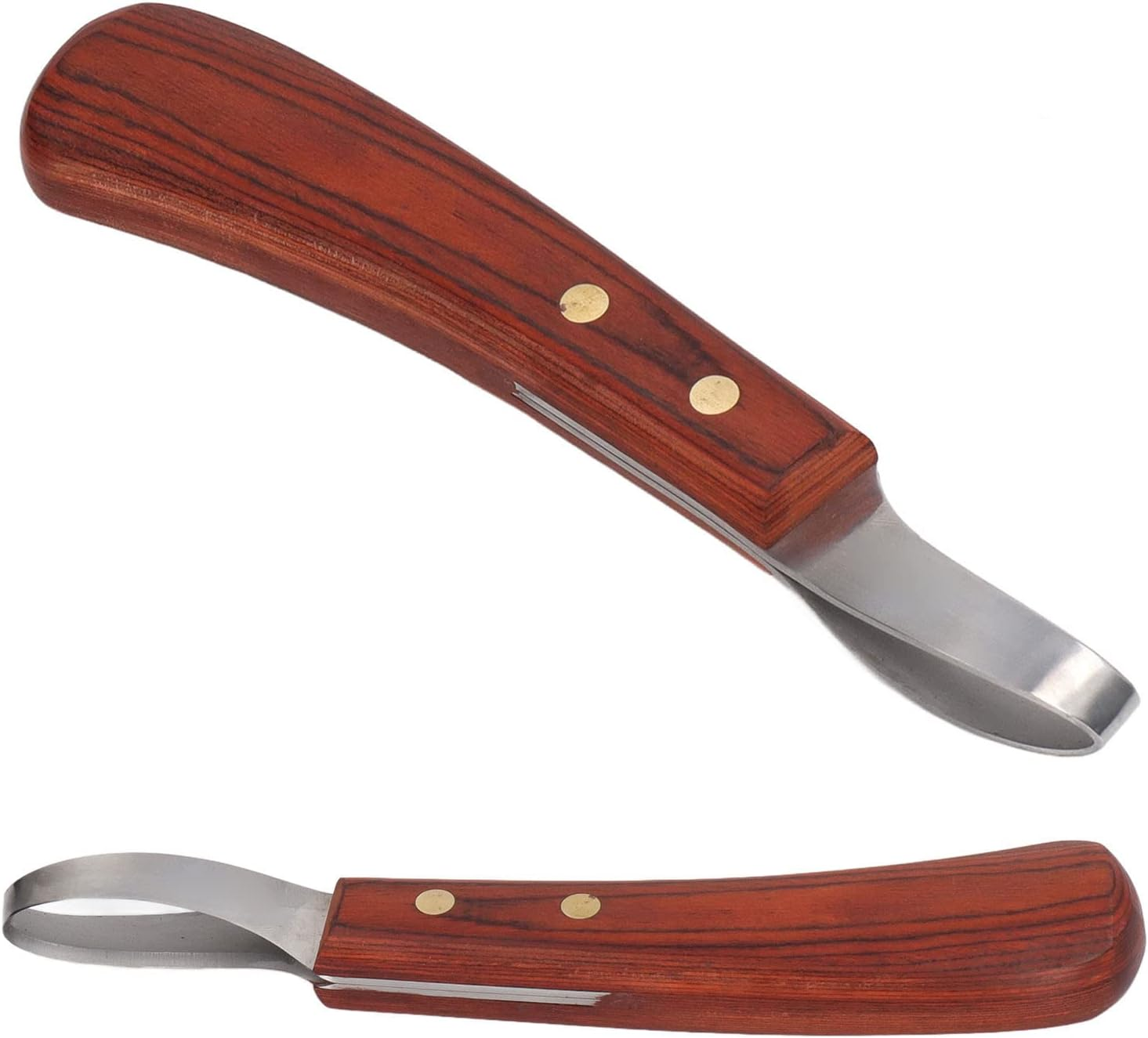 Hoof Knife,Stainless Steel Blade Curved Farrier Horse Hoof Trimmer with Non Slip Rubber Wood Handle,Multipurpose Hoof Loop Trimming Knife,For Horses,Donkeys,Cattle image number 5