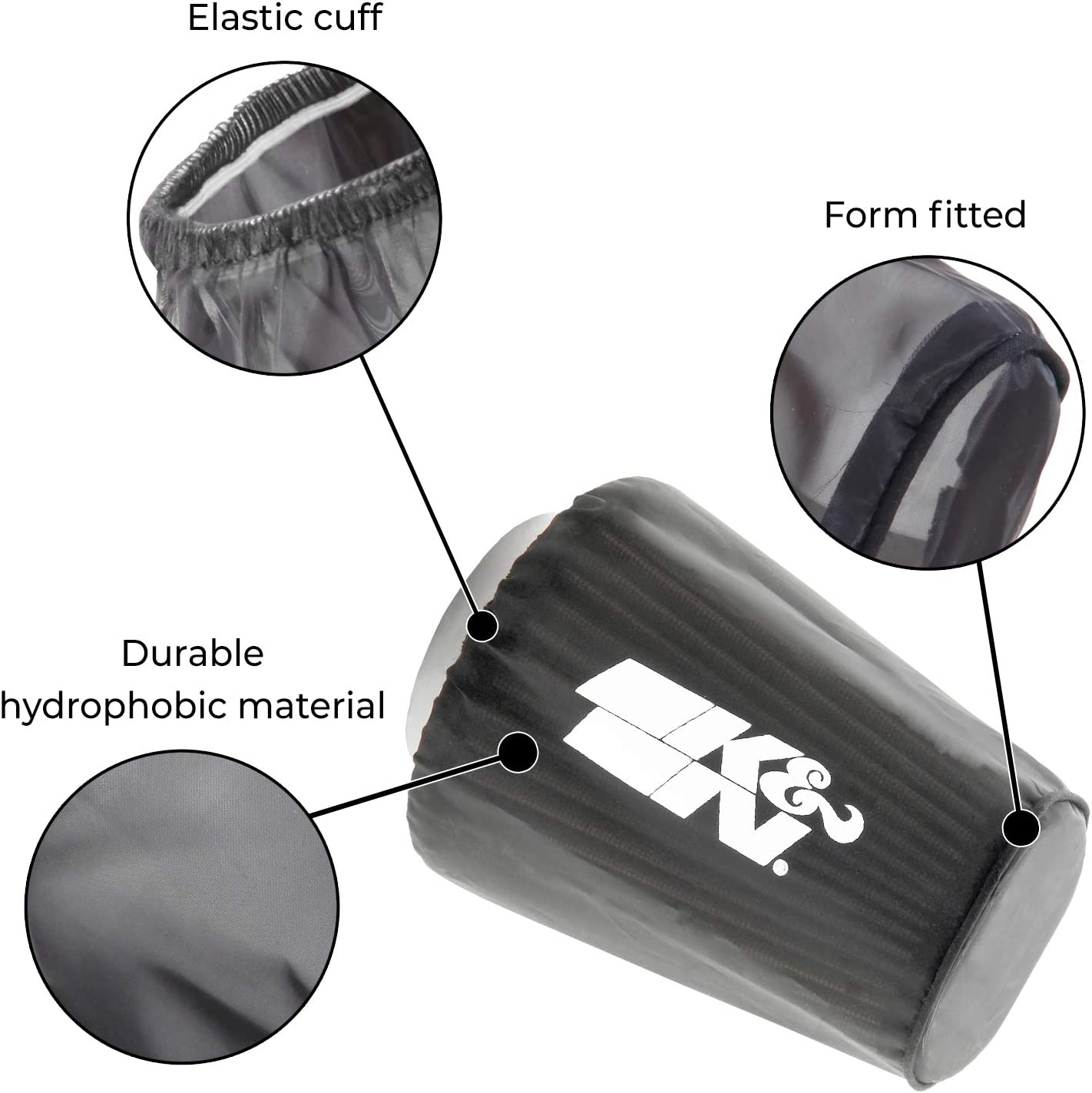 K&N RU-2590DK round Tapered Drycharger Air Filter Wrap