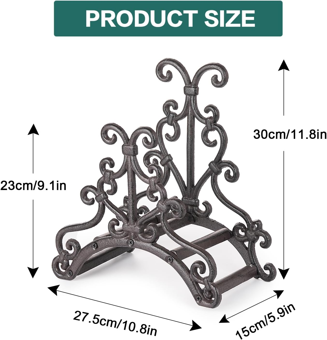 Sungmor Heavy Duty Cast Iron Garden Hose Holder - Wall Mounted Water Hose Hanger - European Vintage Pattern Decorative Hose Rack - Large Water Hose Bulter Storage - Indoor Outdoor Metal Hose Stand - Shape C-Birdtree image number 6