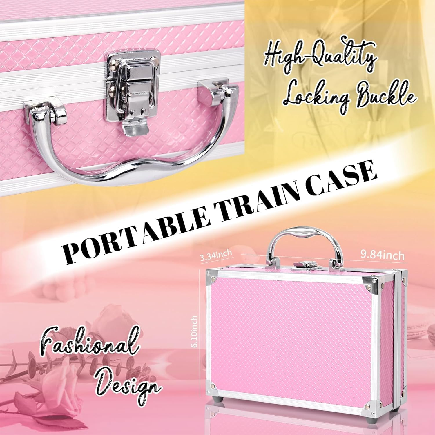 Beginner Makeup Kit for Teen,Makeup Set for Girl Women,Beginner Makeup Kit with Cosmetic Train Case Included 32 Colors Eyeshadow Blush Contour Lip Gloss Lip Liner Mascara Eyeliner Mirror image number 4