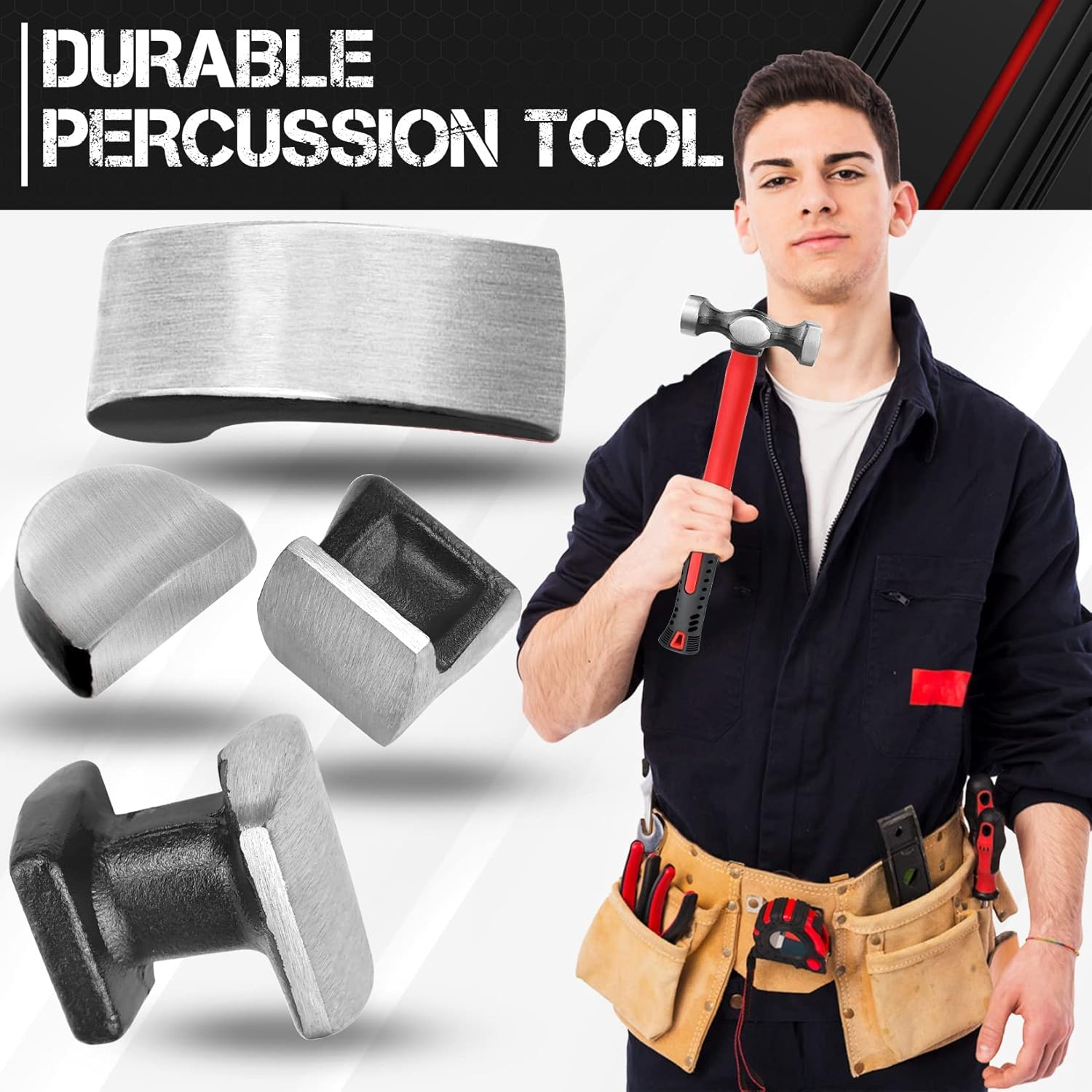 C&T Auto Body Repair Tool Hammer Dolly Set 7 Piece, Car Body Repair Tool Kit with Carrying Case, Carbon Steel Dolly and Hammer Dent Body Fender Tool Set image number 1