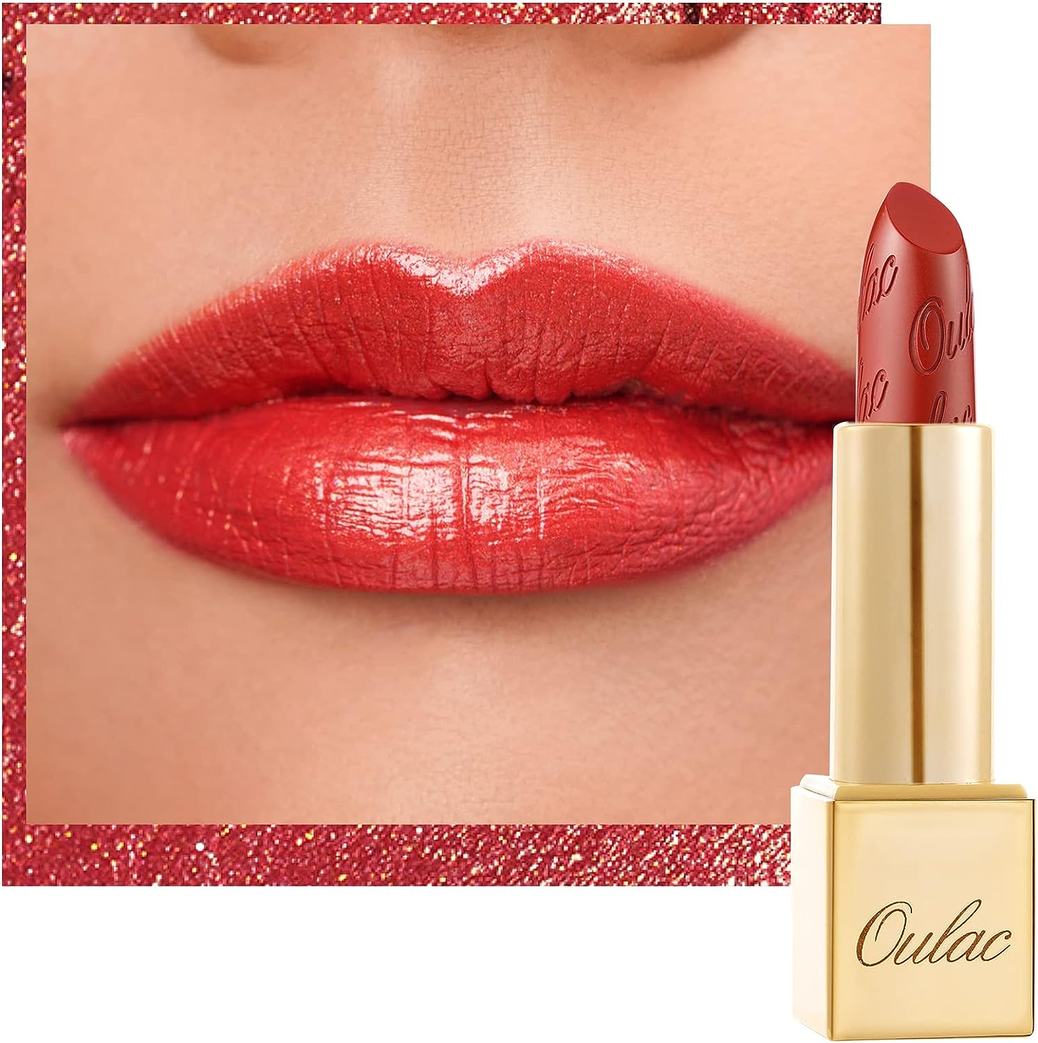 OULAC Lipstick Metallic Gloss Finish, No Grain Feeling Lipstick with Long Lasting Moisture and Water Density, 4.3G, Cherry Bomb...