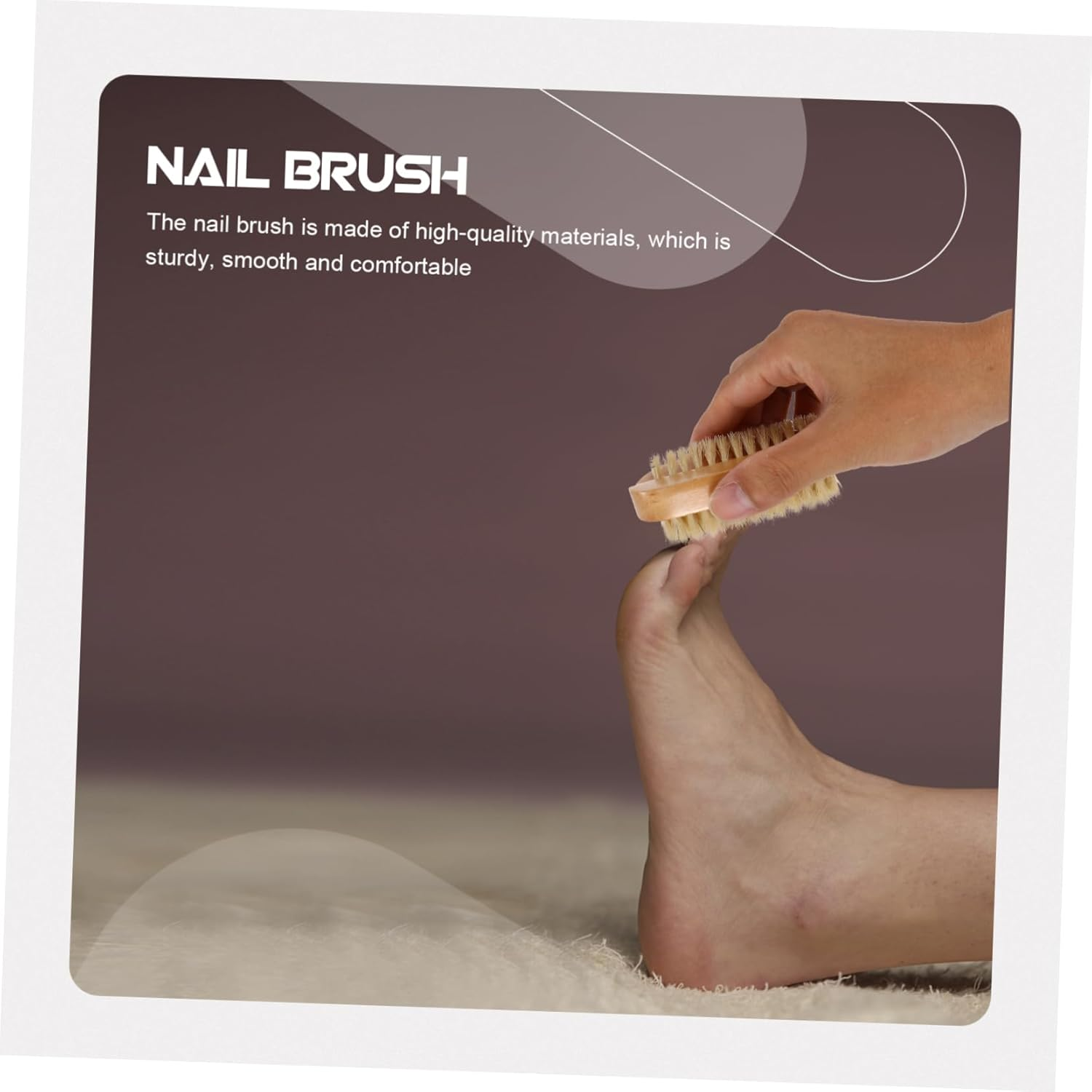 Baluue Wooden Nail Brush 2Pcs Double Sided Bristle Nail Brush Compact Portable Fingernail Cleaning Tool for Travel image number 2