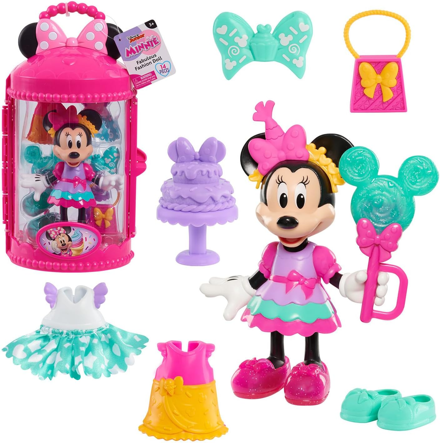 Minnie Mouse Fabulous Fashion 14-Piece Sweet Party Doll and Accessories, Kids Toys for Ages 3 up by Just Play