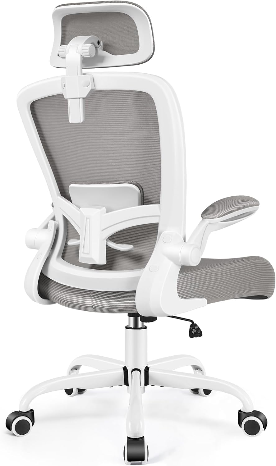 Felixking Ergonomic Office Chair, Headrest Desk Chair Office Chair with Adjustable Lumbar Support, Home Office Swivel Task Chair with High Back and Armrest (White)