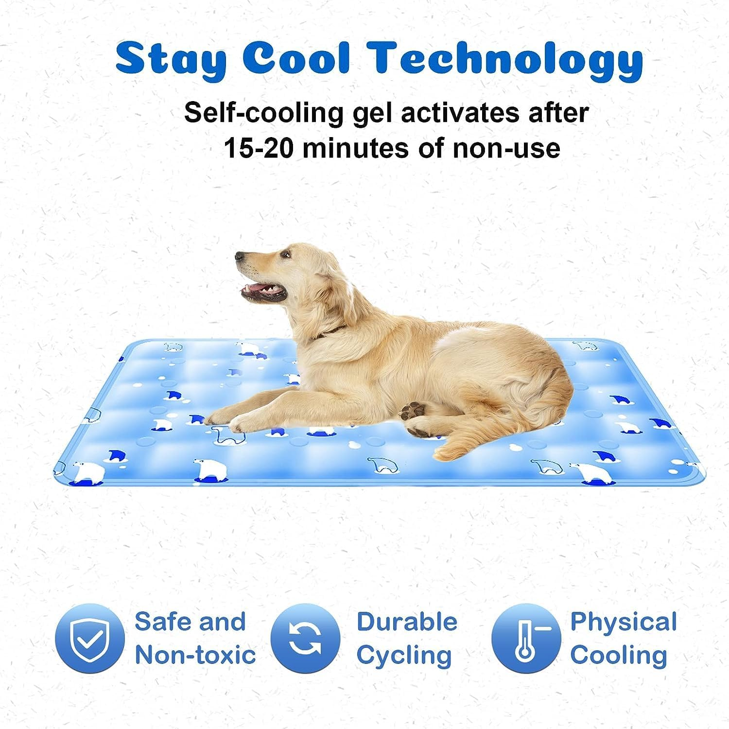 Dog Cooling Mat, Pressure Activated Pet Cooling Mats for Dogs, Dog Cooling Ice Pads with Non-Toxic Gel, Sized for Pets under 77 Lbs, Durable, Scratch-Resistant, Anti-Slip(35.4X 23.6 In) image number 4