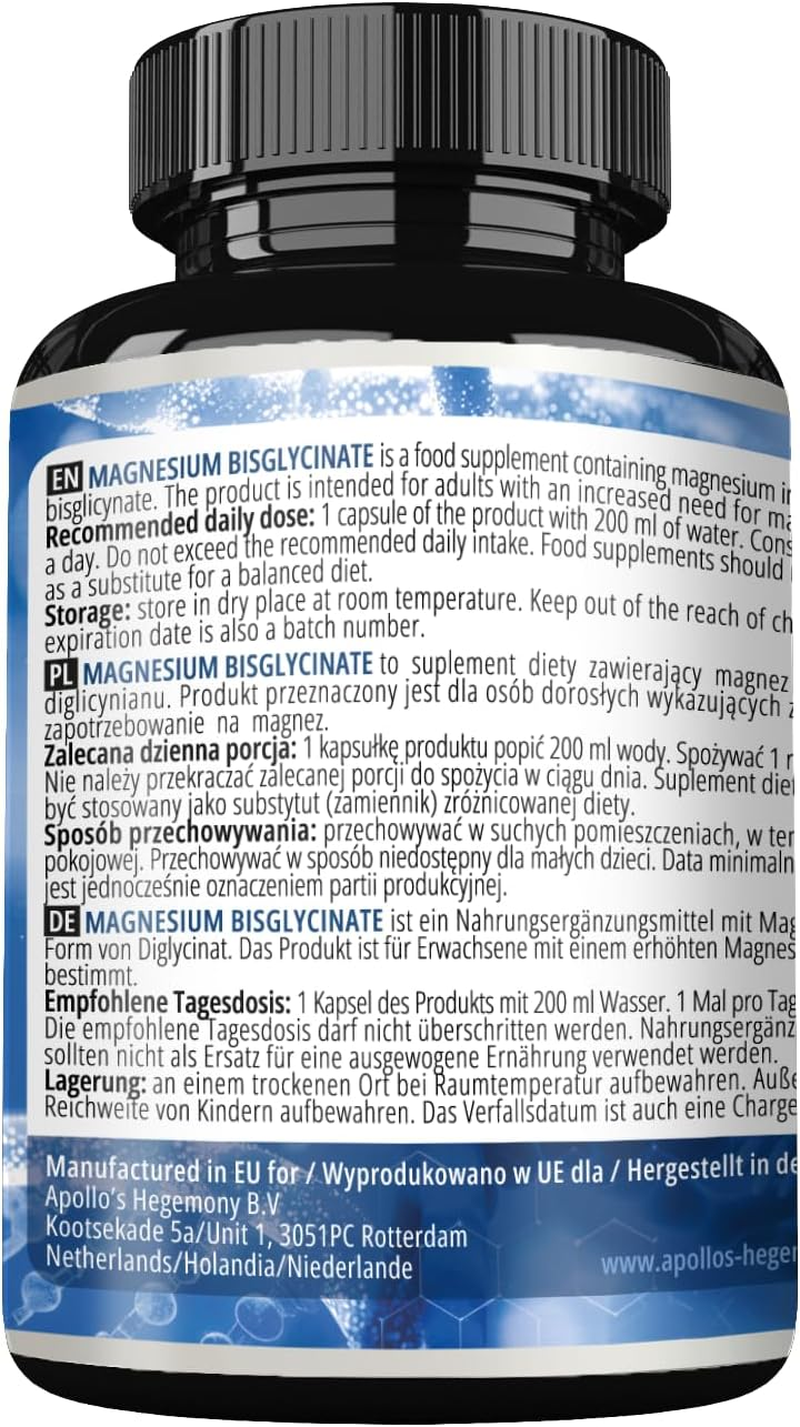 Magnesium Bisglycinate 100 Mg per Capsule - 120 Vegan Capsules - 4 Month Supply - for Enhanced Absorption - Dietary Supplement from Apollo'S Hegemony image number 1