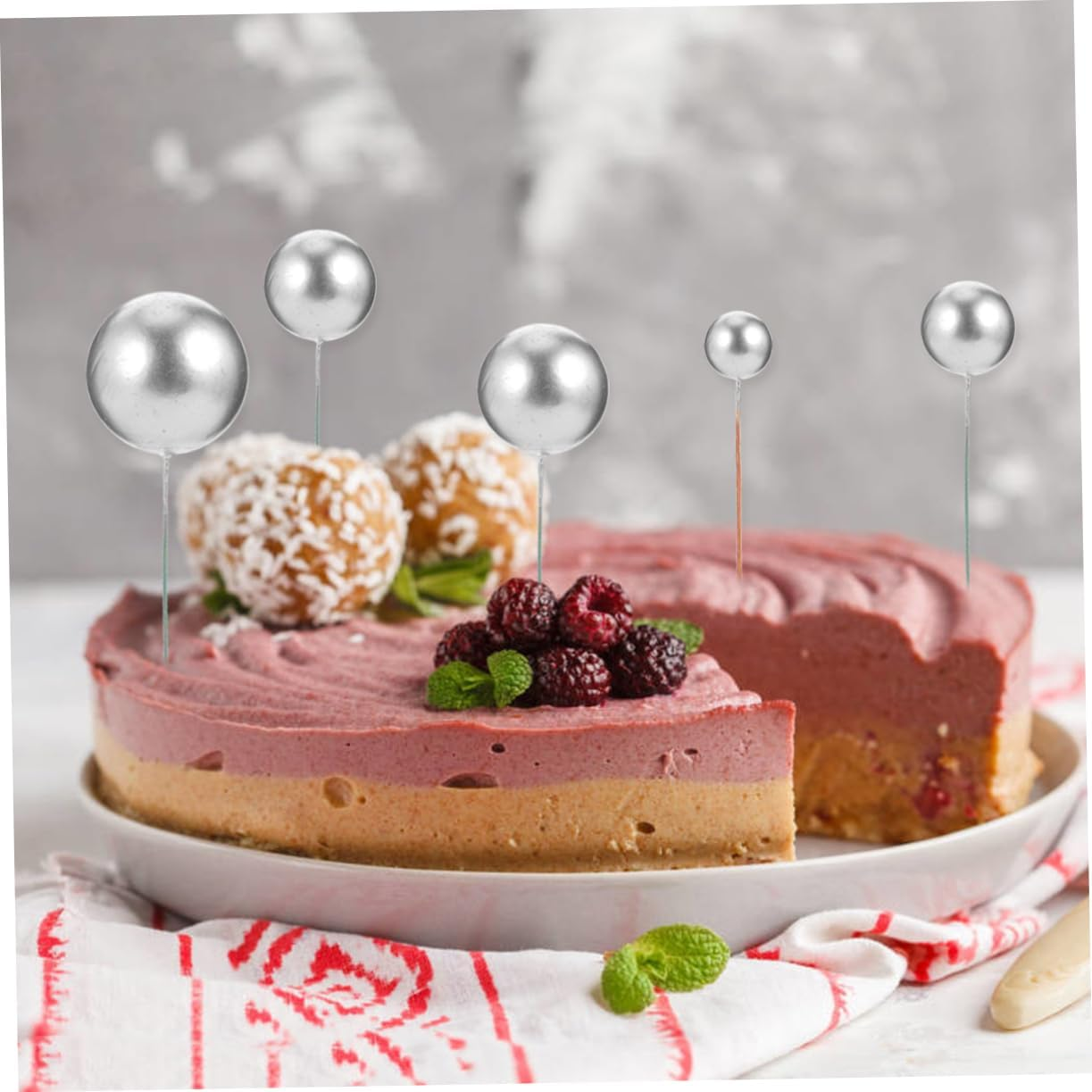 30Pcs Ball Cake Topper Birthday Decorations Pastel Dessert Props Ball Shape Ornament image number 2