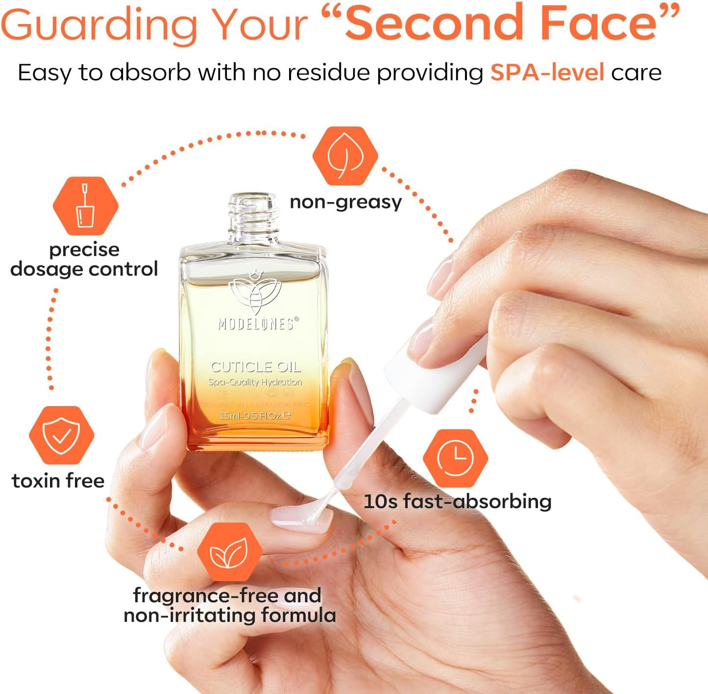 Modelones Cuticle Oil for Nail & Cuticle Care, Nourishing Formula with Jojoba Oil & Vitamin E, Nail Strengthener, Moisturizes Dry Skin, Repairs Cuticles, Nail Growth Oil, 15Ml image number 6