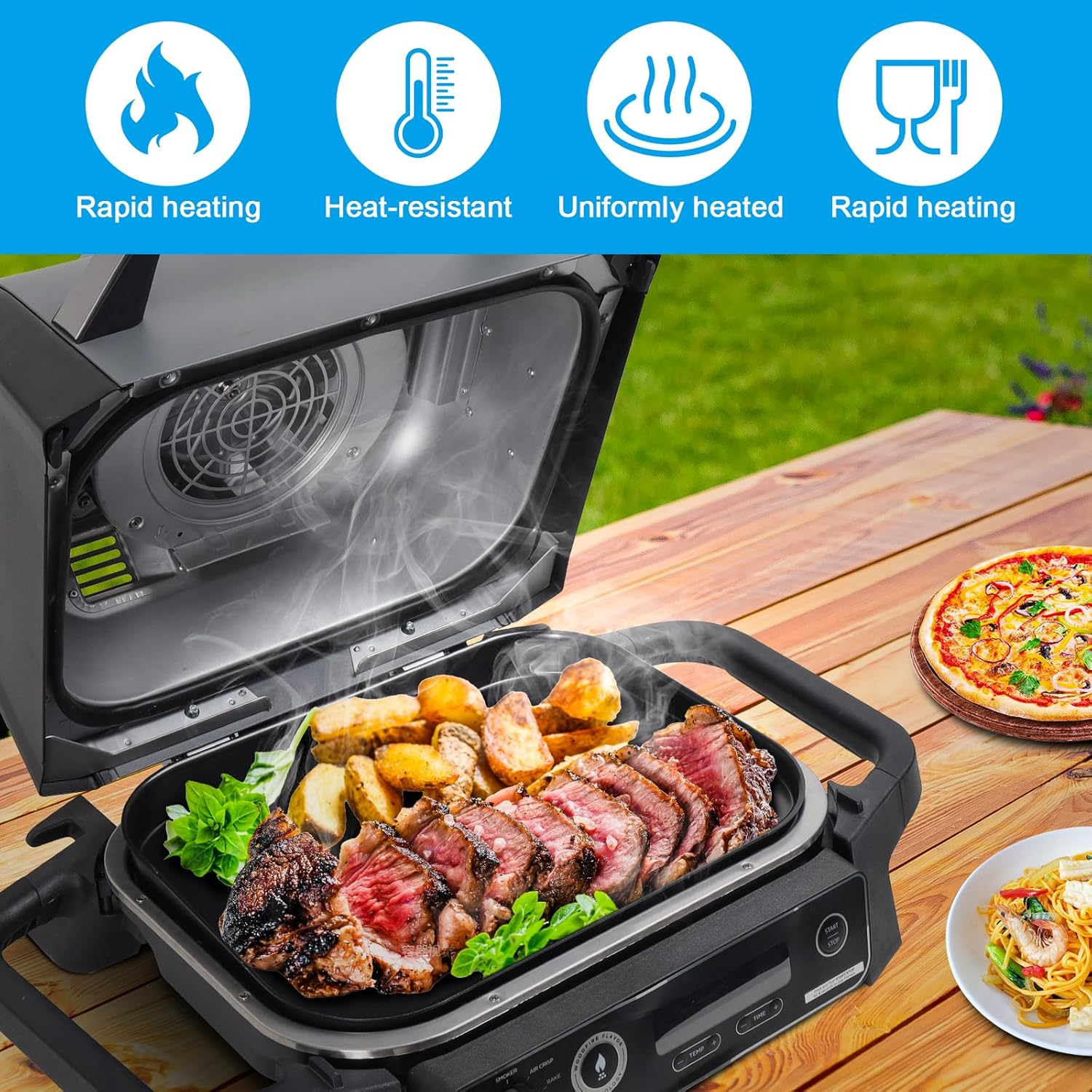 Grill Griddle Plate for Ninja Woodfire Outdoor Grills OG700 Series Accessories, Non-Stick Flat Top Griddle Pan Compatible with Ninja XSKGRDPLT Woodfire OG701 Grill, Insert image number 6