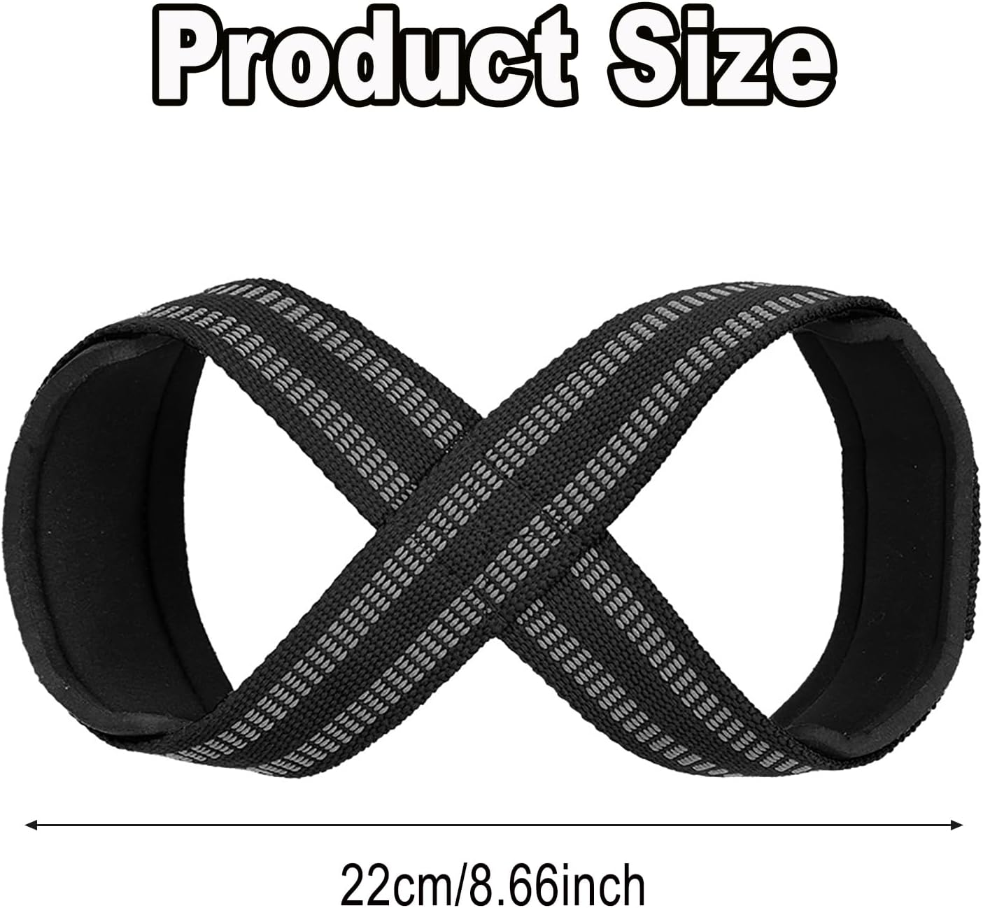 Figure 8 Lifting Straps for Deadlift & Weightlifting Prevent Grip Slip Gym Wrist Belt with Cotton Ribbon Sponge Pad for Men and Women Extra Grip Fits Shrugs Weight Lifting Cross Training image number 3