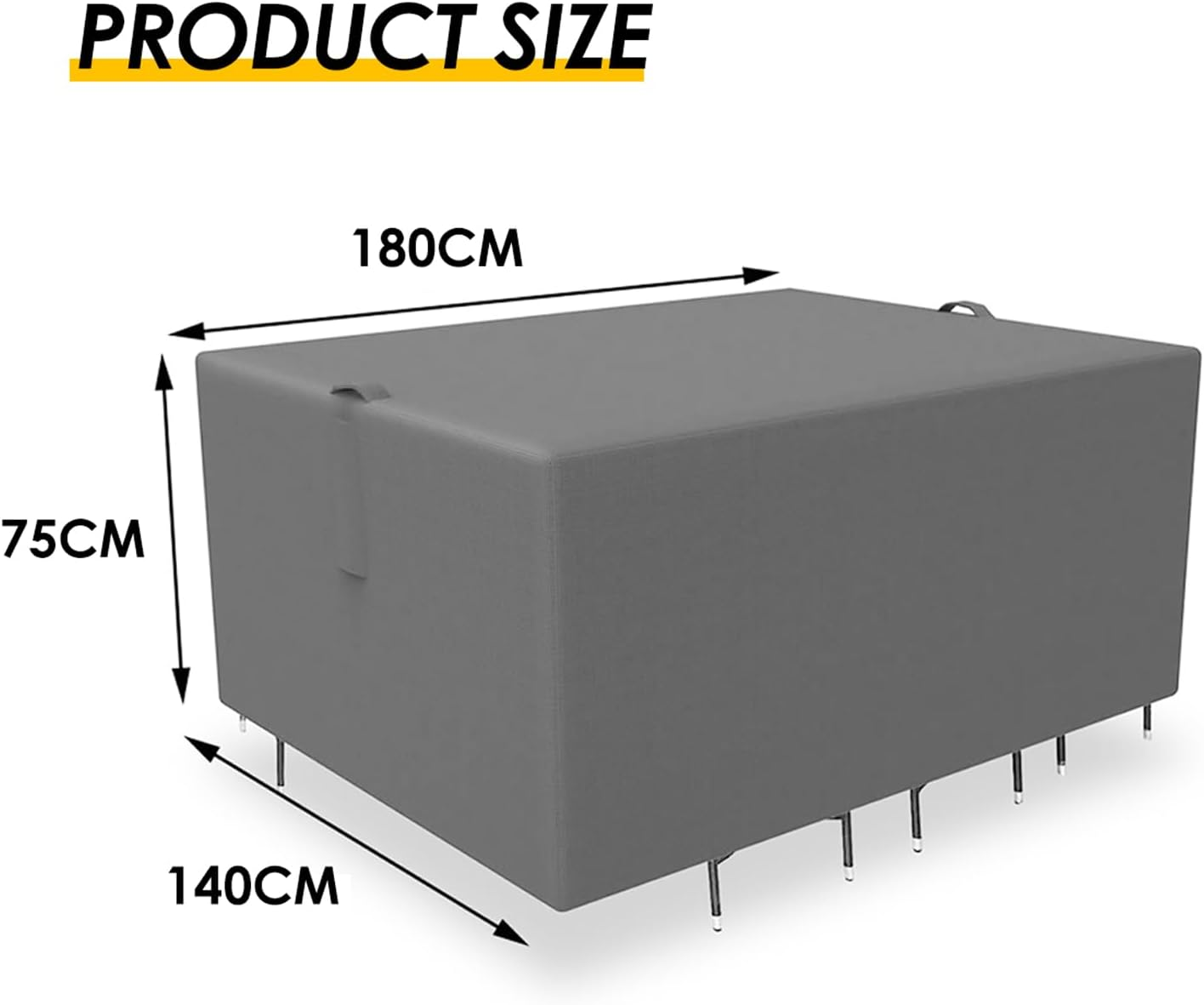 KOZYARD Outdoor Patio Furniture Cover 180 X 140 X 75Cm Rectangular Table Chair Cover 420D Oxford Fabrics Waterproof UV Resistance Lounge Deep Seat All Weather Protection Garden Chairs Cover (Grey) image number 5