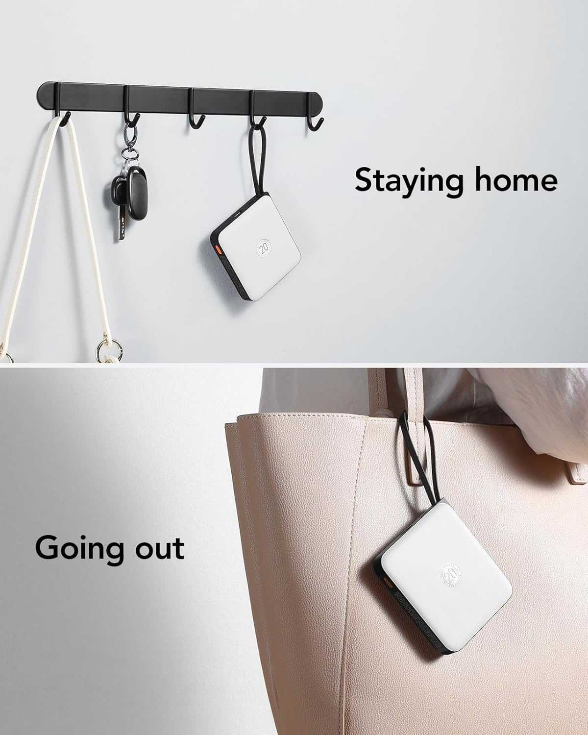 Portable Charger Power Bank Built-In Cables, 10000Mah 22.5W Fast Charging USB C Battery Pack, VRURC Phone Charger Battery & LED Display,White image number 3