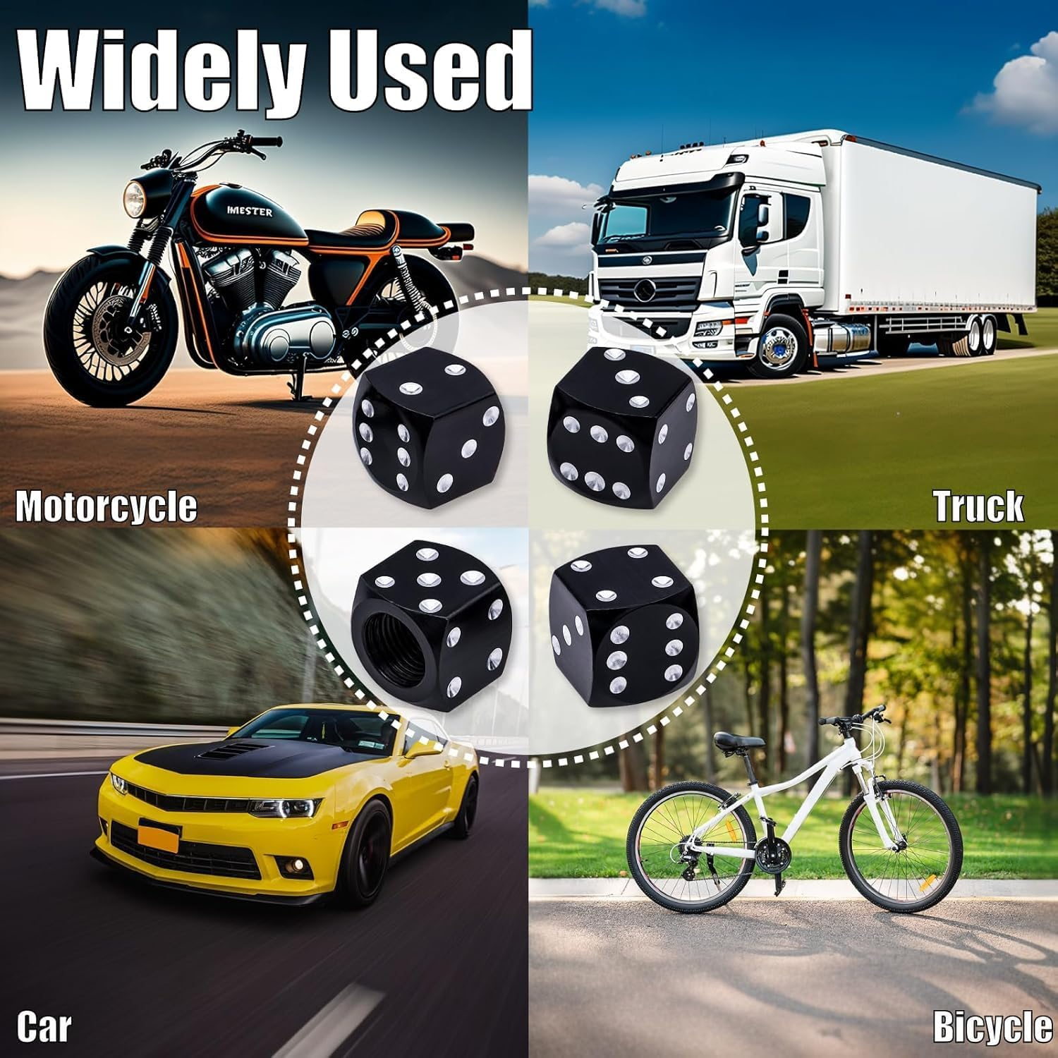 WADY 4 Pcs Gold Valve Cap Bike Air Cap Bookends Cactus Universal Stem Covers for Car Bicycle Motorcycle Tire Caps Valve Stem Caps Accessory Alloy Dust Cap (Black) image number 5