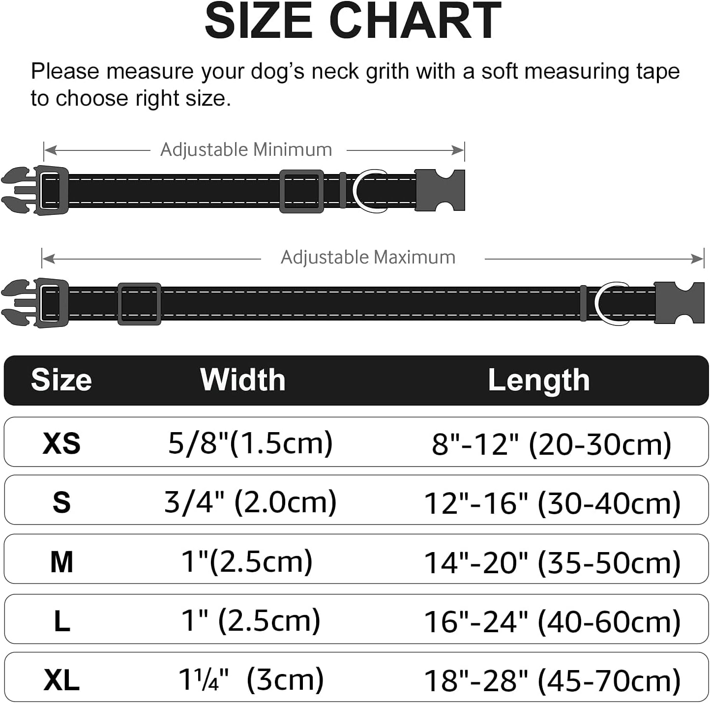 Reflective Dog Collar,Soft Neoprene Padded Breathable Nylon Pet Collar Adjustable for Small Dogs,Black (Medium (Pack of 1)) image number 2