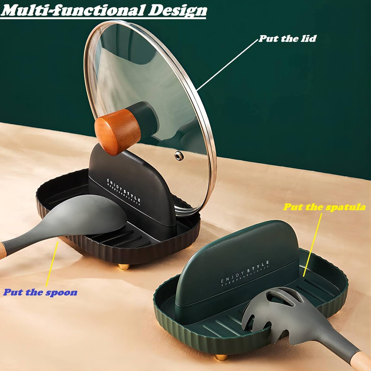 Utensil Rest Holder for Kitchen Counter Spoon Rest Cooking Ladle Spatula Lid Holder Kitchen and Grill Utensil Organizer for Countertop Stove Top (White2Pc)