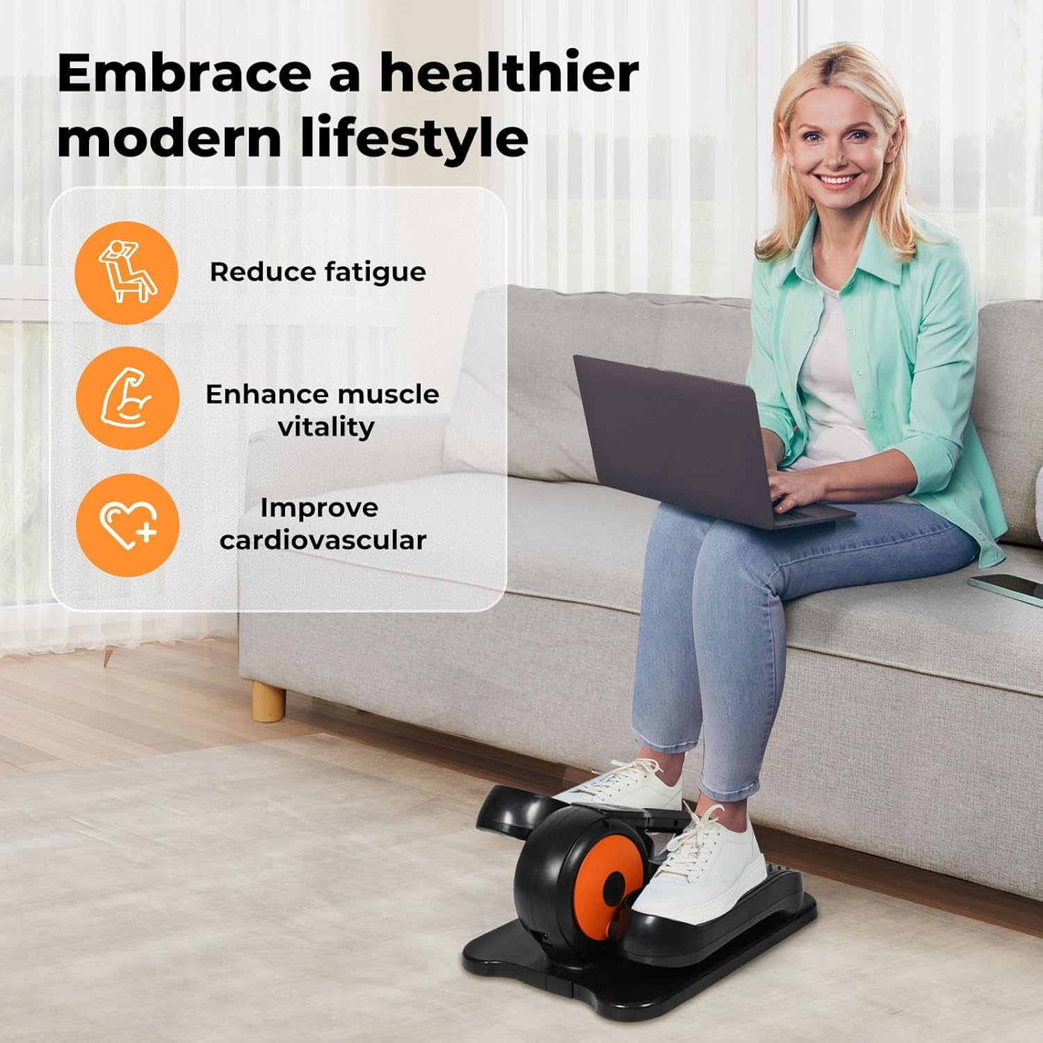 Centra under Desk Elliptical Machine,Electric Ellipse Leg Exerciser with 12 Adjustable Speed, Portable Seated Pedal Exerciser for Seniors, Pedal Exercise Machine with Remote Control, Home Office Use image number 4