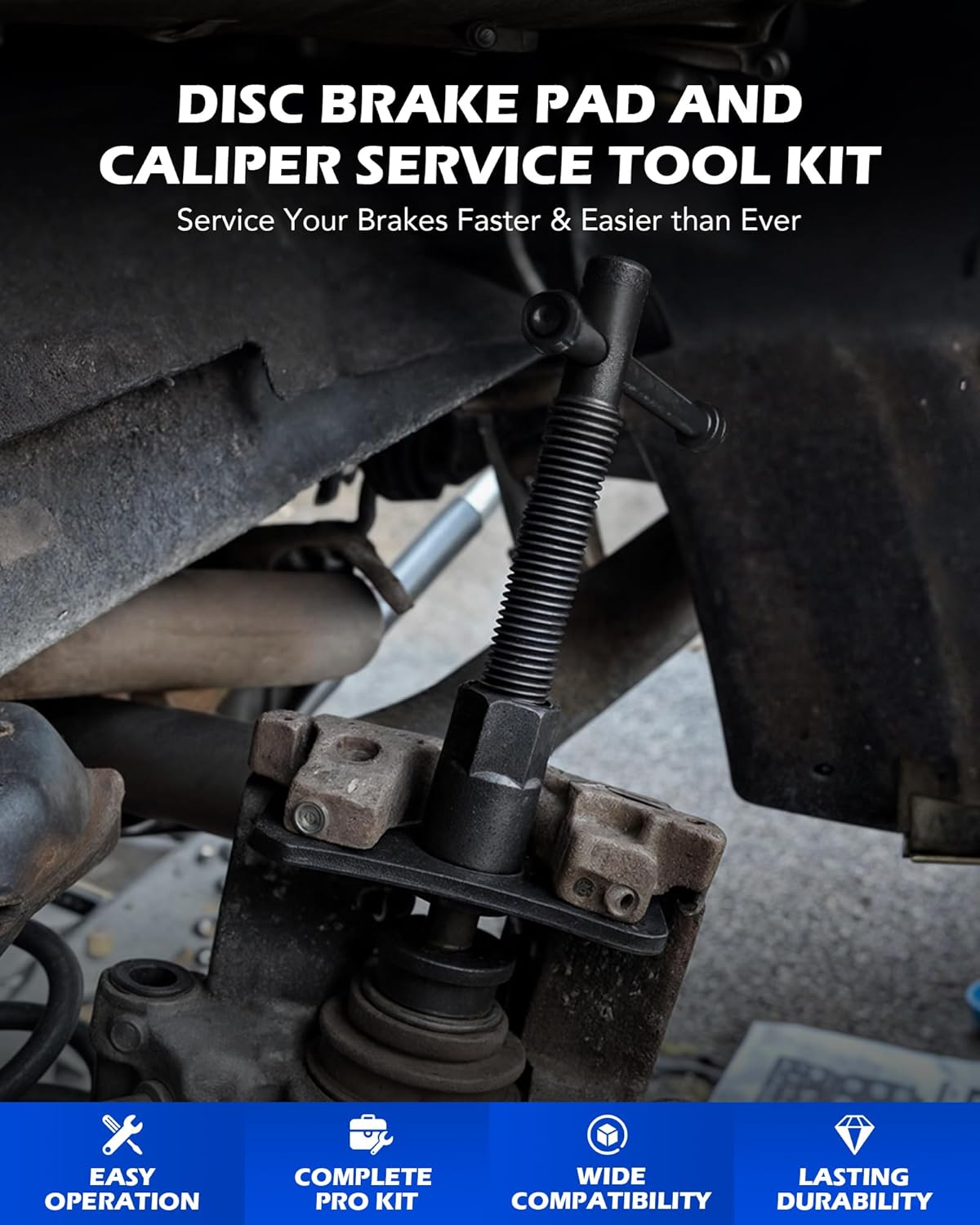 Orion Motor Tech Disc Brake Pad and Caliper Service Tool Kit | Professional Disc Brake Caliper Compression Tool Kit | Universal Disc Brake Caliper and Piston Wind Back Tool Set with Case image number 2