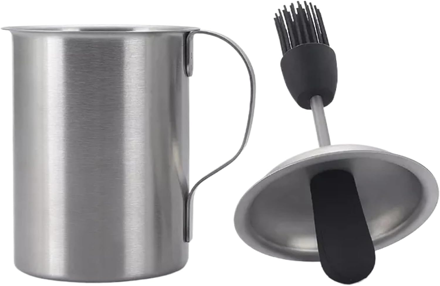 Stainless Steel Basting Pot with Brush, Airtight BBQ Sauce Container with Handle, Heat-Resistant Basting Brush for Cooking & Grilling image number 1