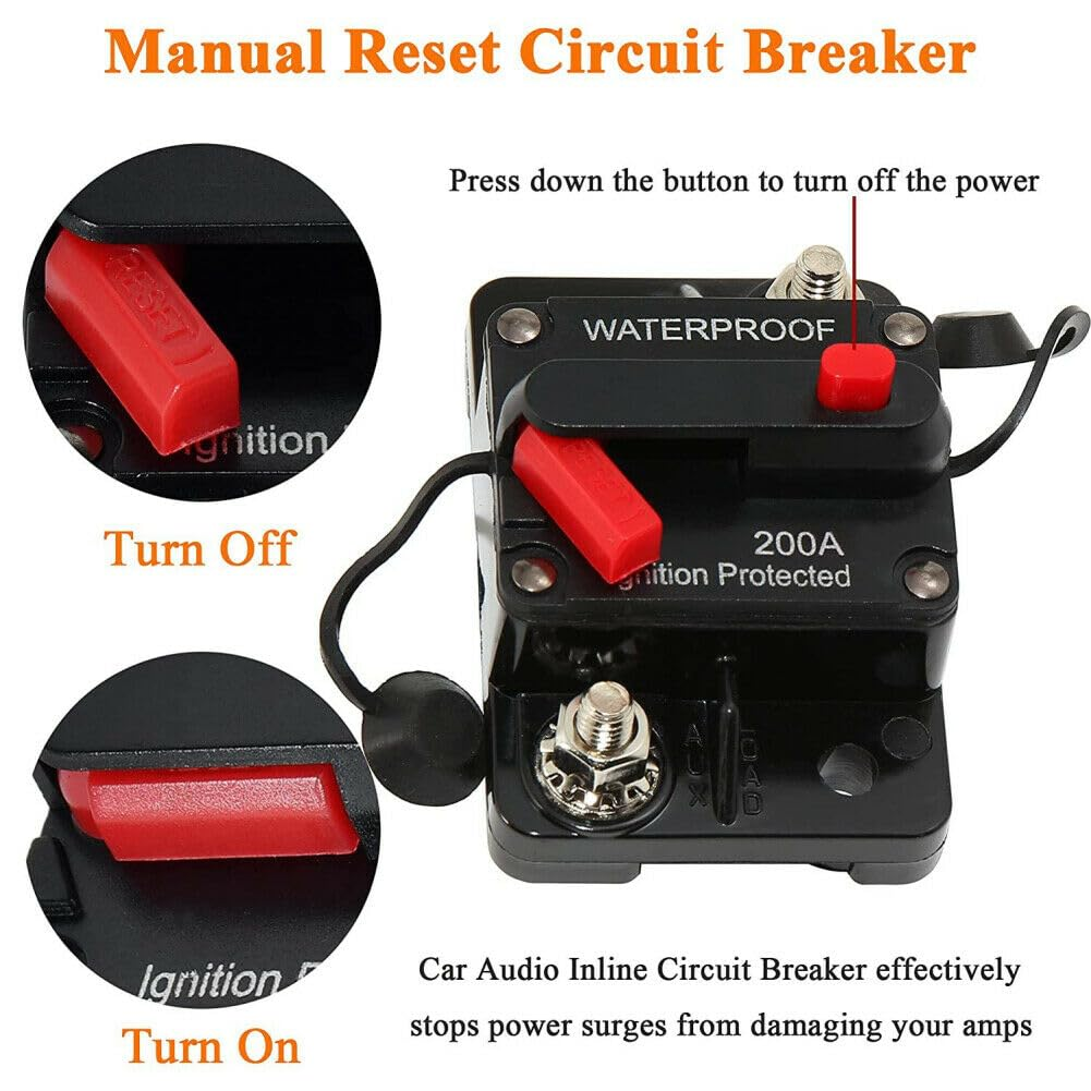 100 Amp Circuit Breaker,12V- 48V DC Circuit Breaker with Manual Reset Fuse for Trolling Motor Rv Marine Boat Vehicles System Protection Waterproof (100A) image number 4