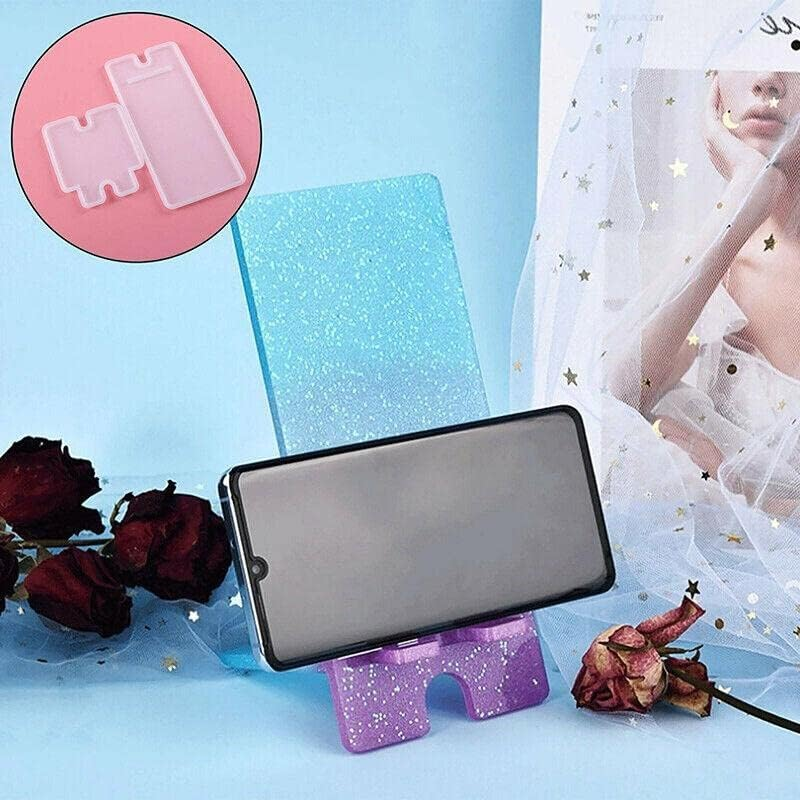 AIMALL 2Pcs Silicone Mobile Phone Stand Mould, Resin Epoxy Craft Holder Casting Molds for DIY Projects, Large 8.5 X 4.3 Inches, Small 3.9 X 4.7 Inches image number 3