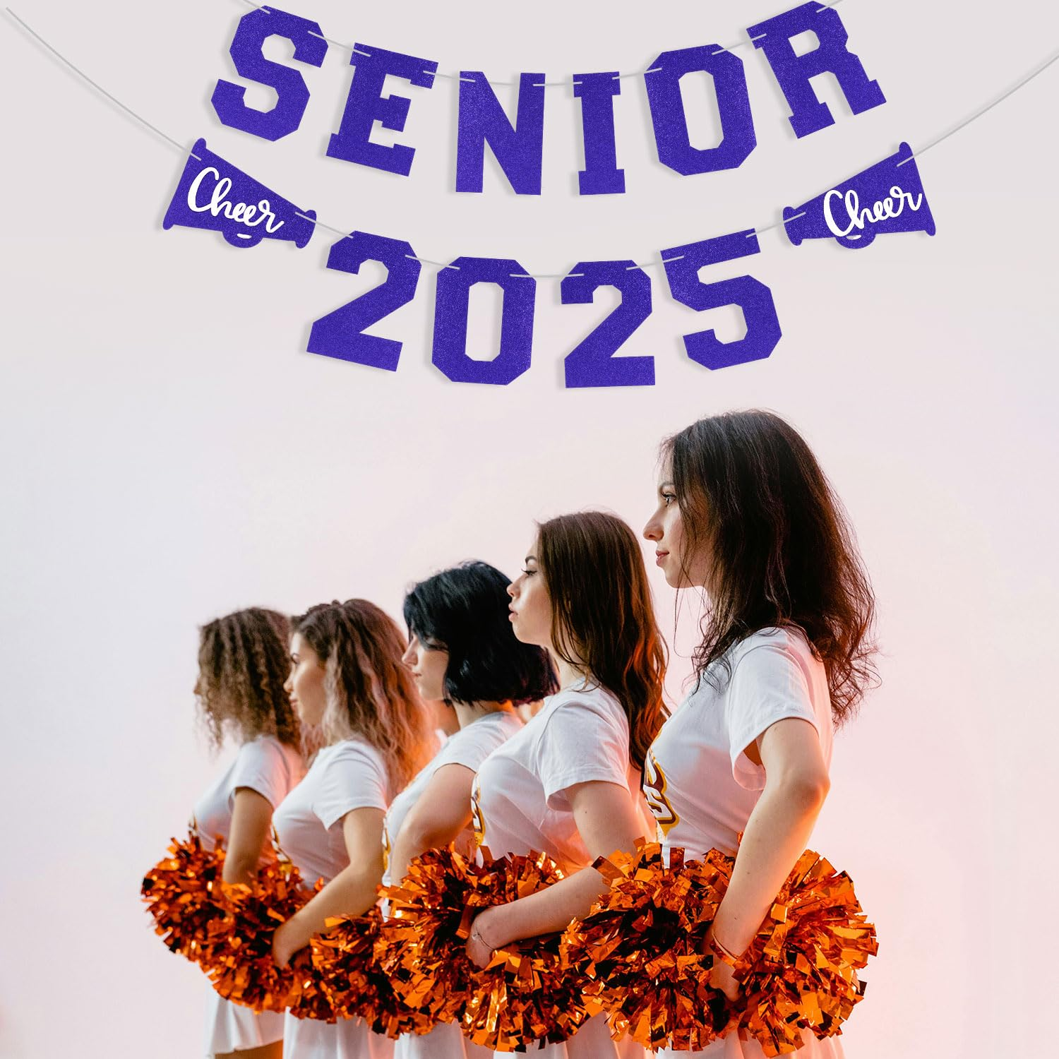 Senior 2025 Graduation Banners, Pre-Strung 2025 Graduation Decorations Glitter Class of 2025 Decorations Cheerleader Senior Night Party Decoration for Sport Player Theme Party Supplies (Blue) image number 5