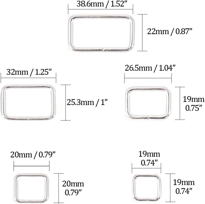 (Rectangle Ring) - Swpeet 100 Pcs Asorted Metal Rectangle Ring, Webbing Belts Buckle for for Belt Bags DIY Accessories - 13Mm/15Mm/20Mm/25Mm/35Mm image number 4