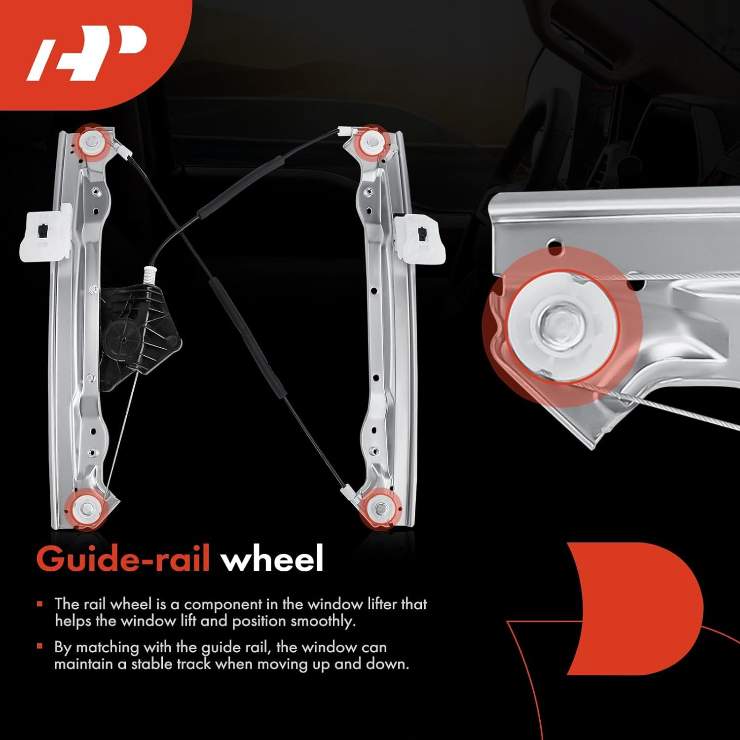 A-Premium Power Window Regulator without Motor for Dodge Avenger 2008-2010 Sedan Front Right Passenger Side image number 5