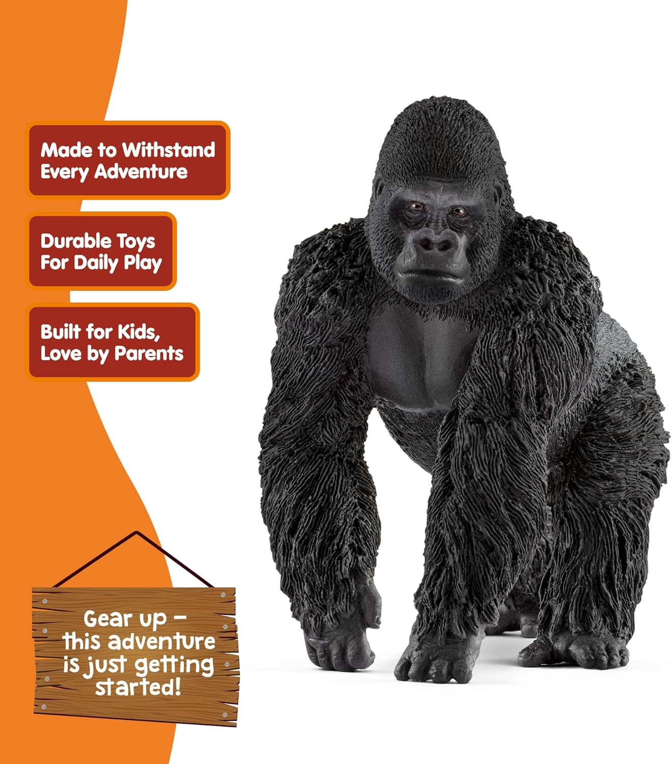 Schleich WILD LIFE 14770 Realistische Gorilla M&auml;nnchen Tiere Figur - Realistisches Gorillam&auml;nnchen - Tiere Figuren Sets F&uuml;r Fantasievolles Spiel Ab 3 Jahren image number 3