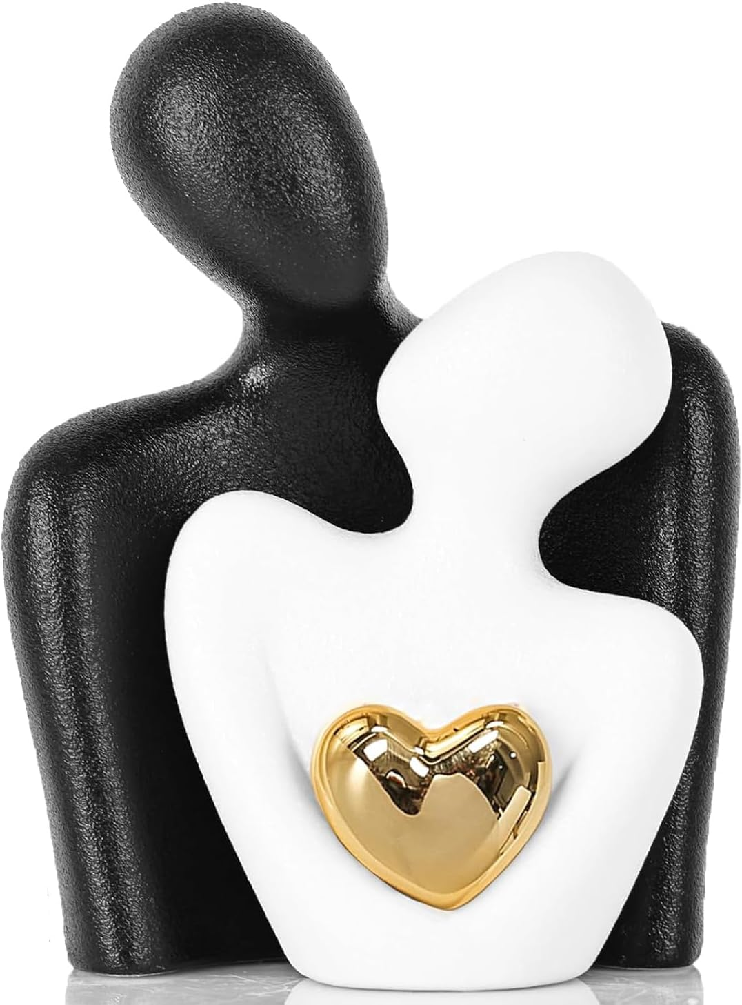 Modern Ceramic Couple Sculpture - Abstract Love Statue Ornament Figurine for Home Decor in Living Room, Bedroom,Office - Unique Couple Gift - Anniversary Birthday,Show Pieces for Home (White)