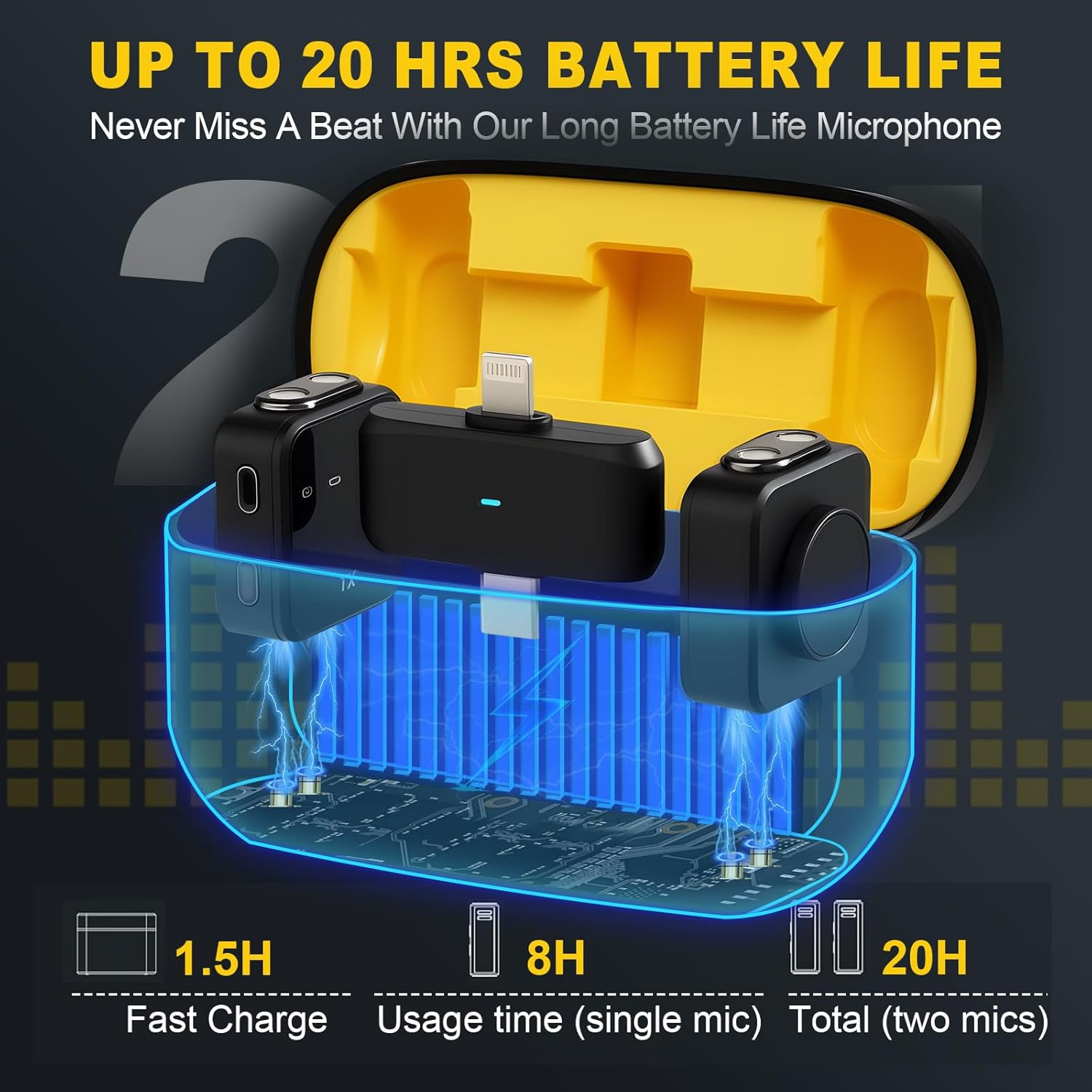 Wireless Lavalier Microphone for Iphone/Android, Magnetic Clip Lapel Microphone with Charging Case, Noise Cancelling Wireless Microphone, 328Ft Range, Mini Condenser Microphone for Stream Vlog Tiktok image number 5