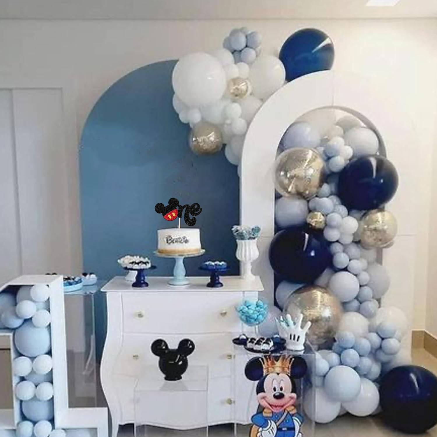 1 Pack Mouse First Birthday Cake Toppers Glitter White Gloves Mouse Inspired One Birthday Cake Pick for Baby Shower Kids First Birthday Party Cake Decorations Supplies Red(#5) image number 6