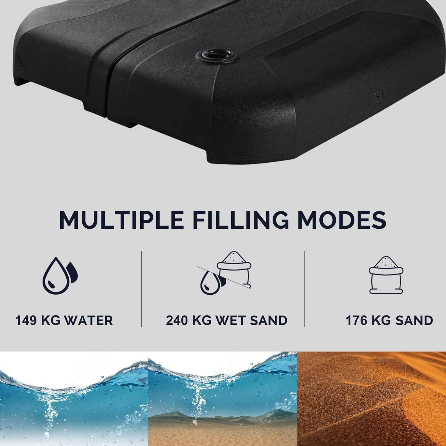 Purple Leaf Square Umbrella Base for Offset Patio Umbrella, Sand/Water Fillable, 99 X 96 Cm, 150 Kg Stability image number 5