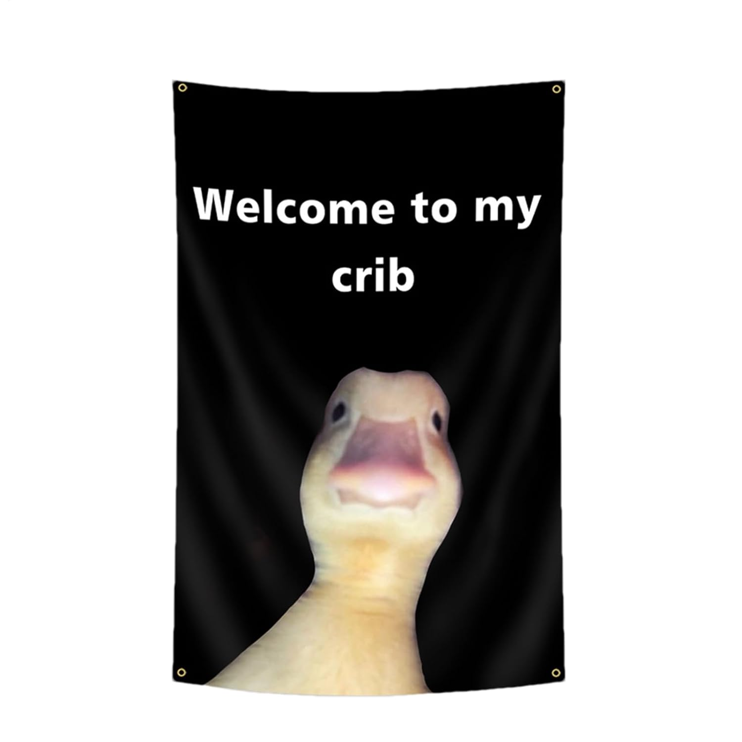Welcome to My Crib, Duck Flag Wall Tapestry Hangable with Brass Grommets, Bedroom Decorations, Home Decor, Funny Posters, Indoor Outdoor Backdrop for College Dorm