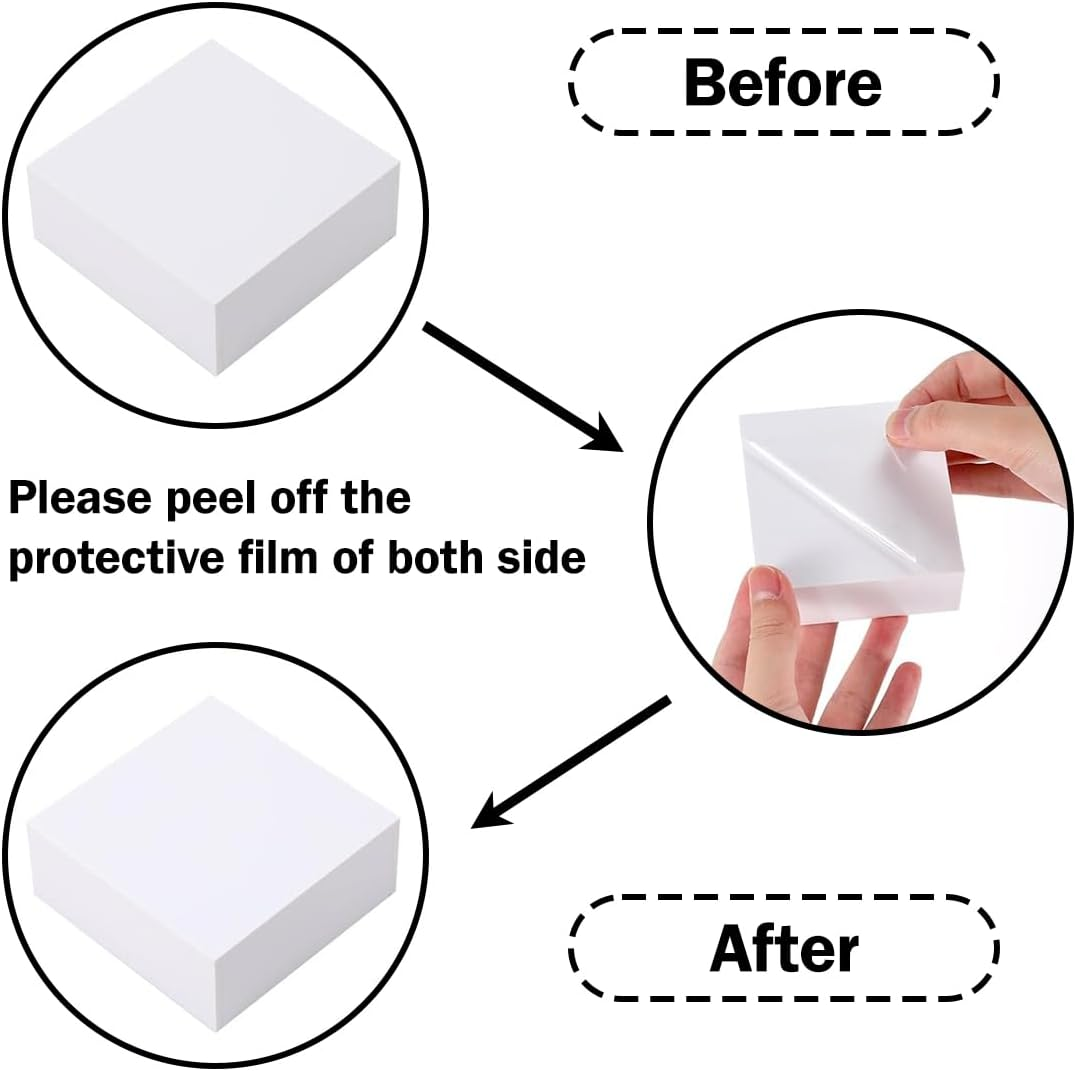 Blissify 8 Pack Buffet Risers, Acrylic Boxes for Display, Square Cube Food Display Stand with Mini Signs for Party, Cupcake, Candy, Brunch, Jewelry, Decor, White image number 2