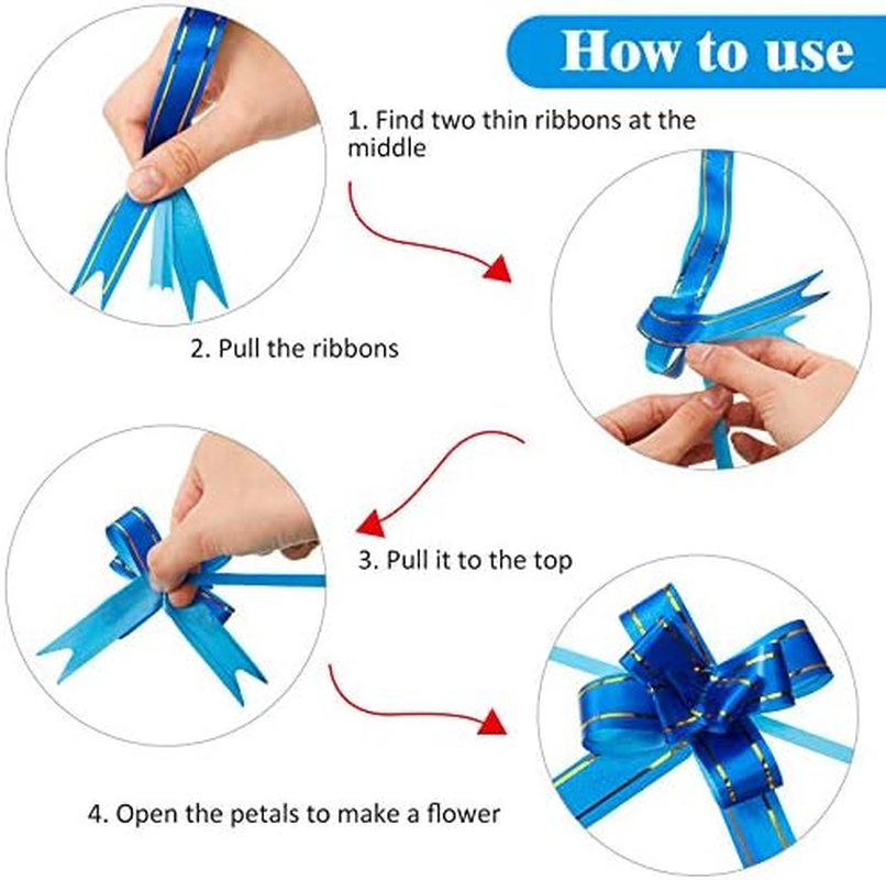 Syhood 360 Pieces Ribbon Pull Bow Present Basket Pull Knot Present String Wrapping Bows for Christmas New Year Thanksgiving Party Ornament, 1.8 Cm/ 1.5 Cm Width, Assorted Colors image number 5