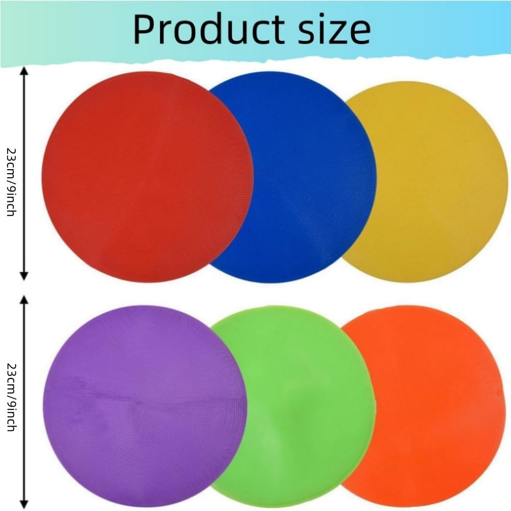6Pcs 9Inch Football Logo Discs - Rubber Training Circles for Football, Baseball, Softball & Gym Exercises - Flat Markers for Sports Drills, Agility Training, and Classroom Use image number 5
