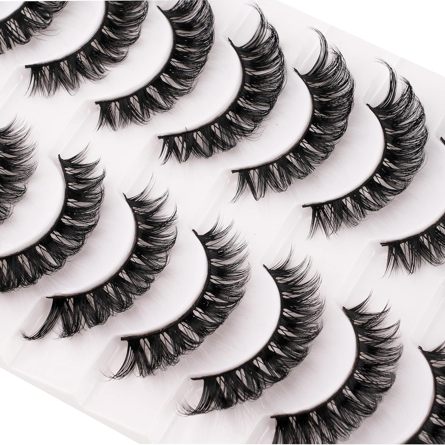 Russian Strip False Eyelashes D Curl Soft Faux Mink Lashes Natural Curly Cat Eye Fake Lashes Extension 10 Pairs Happy Heartbeat(Ic9) - Ic20 image number 3