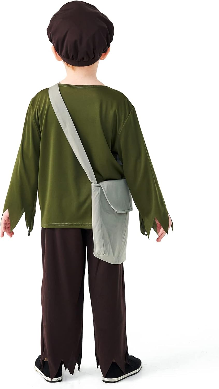 Kids Victorian Poor Boy Costume Boys Colonial Pioneer Costume Villager Boys Cosplay Costume Halloween Funny Dress Up image number 5