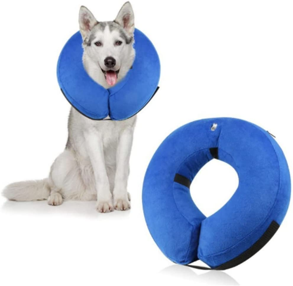 NACOCO Inflatable Dog Collar Recovery - Soft Protective Cat Cone for Pets to Prevent from Touching Stitches after Surgery Adjustable (Small, Blue) image number 1