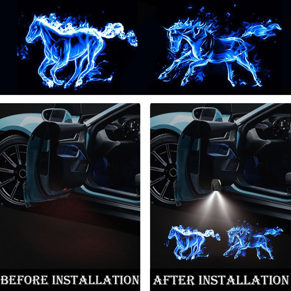 2 Pcs Car Door Projector Lights,Car Door Lights Logo Projector,Welcome Courtesy Ghost Shadow Lamp,Car Door Welcome Lights Fit for All Car Models(Blue) image number 5