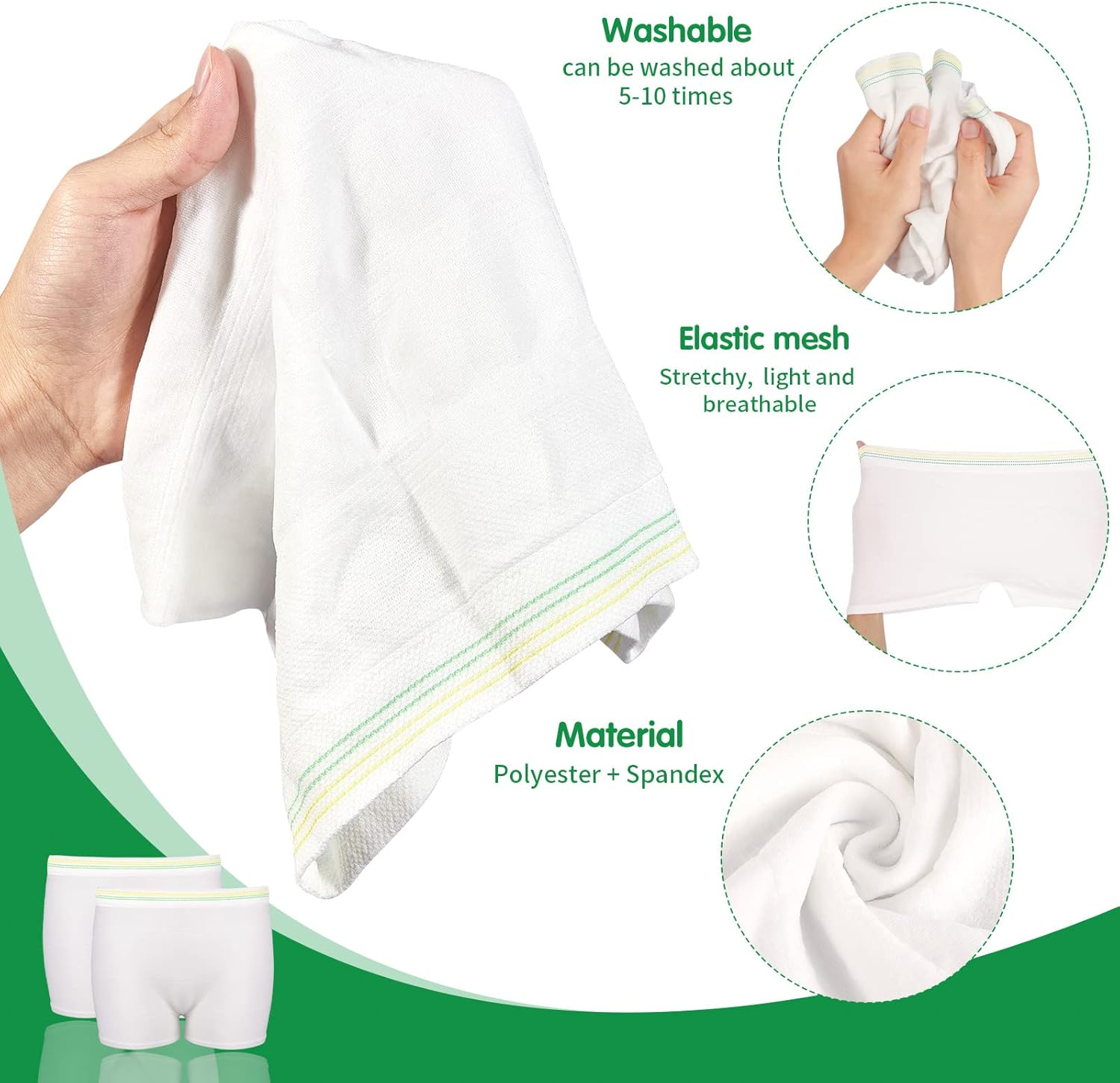 12 Pack Mesh Underwear Postpartum Hospital Provide Washable Breathable Panties Undies for Delivery, Surgical,Traveling, White, 2X-Large/3X-Large (Pack of 12) image number 5