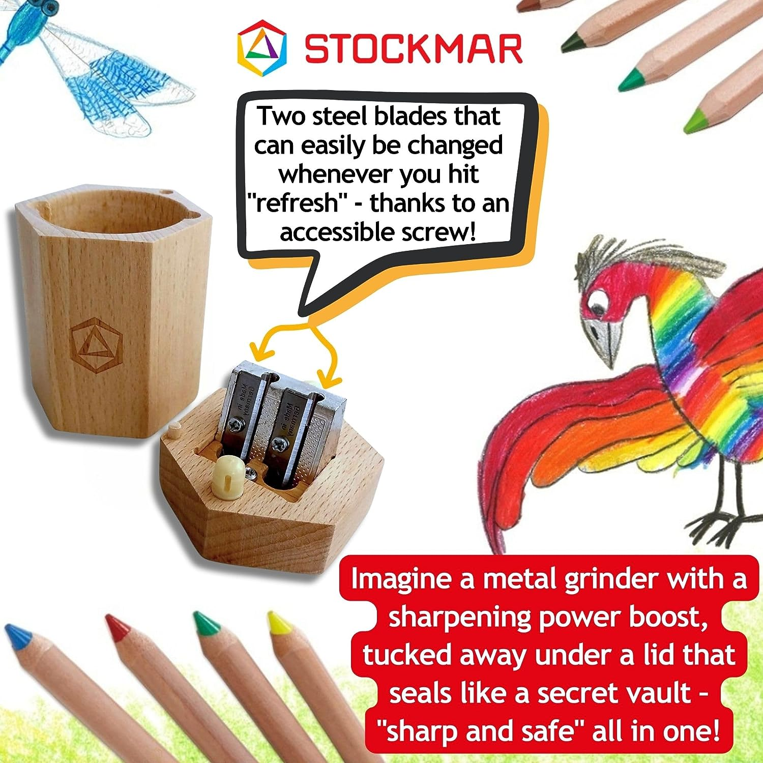 Stockmar Wooden Dual Pencil Sharpener image number 3
