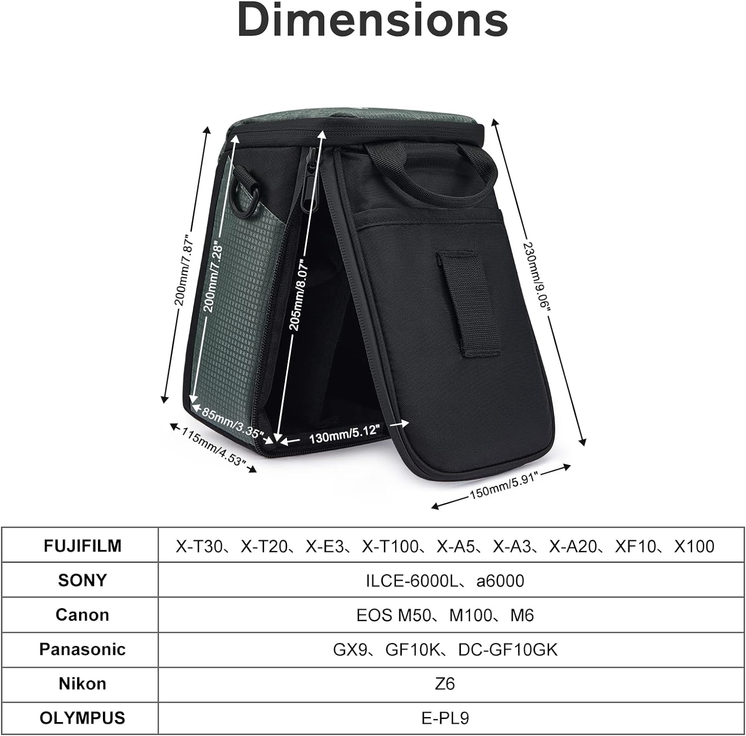 S-Zone Camera Insert Bag Waterproof Lens Cube Case Compatible with Nikon Canon Sony Fuji for SLR DSLR Mirrorless Lens Cables Accessories - Black image number 5