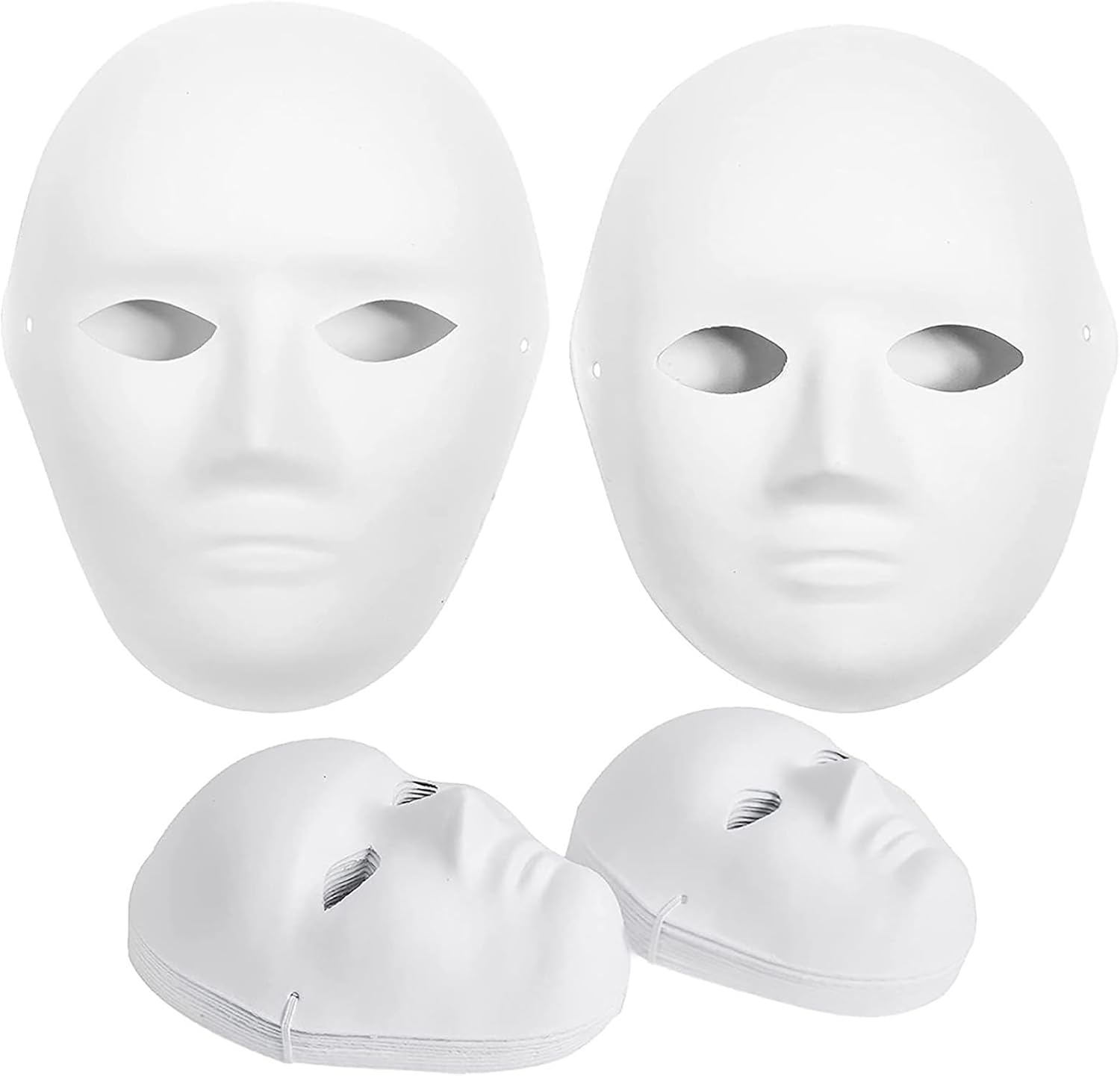 10 Pcs White Paper Masks with Tied Ropes,Blank Full Face Mask DIY White Masks for Halloween Masquerade Cosplay Christmas Festival Accessory(Men and Women) image number 1
