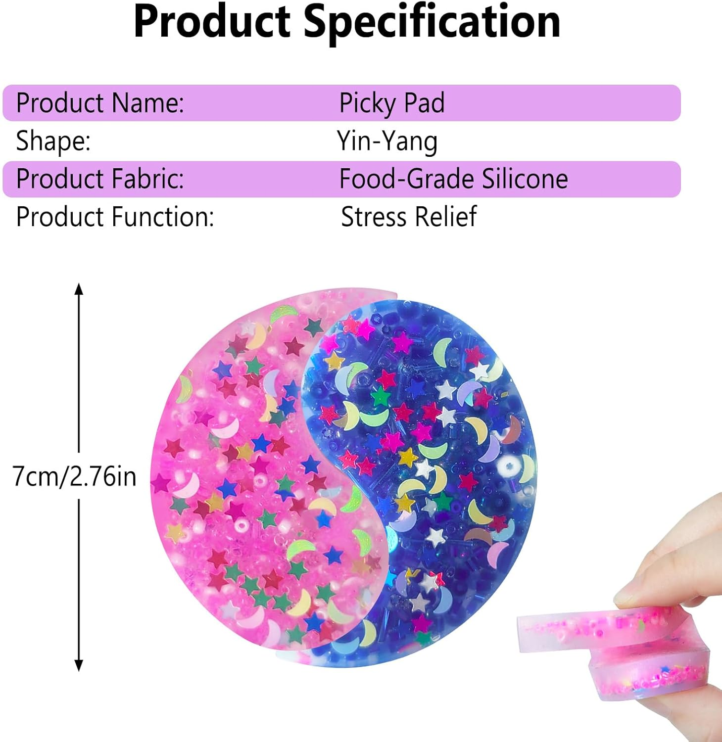 Skin Picky Pad to DIY Bracelet Necklace,Skin Picking Fidget Toys to Relieve Stress Anxiety,Silicone Picky Pad Fidget Toys for Adults Teenager (Yin-Yang)